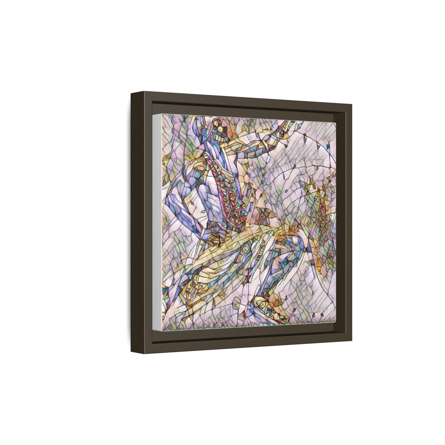 Abstract Stained-Glass Dancers — Framed Matte Canvas Art