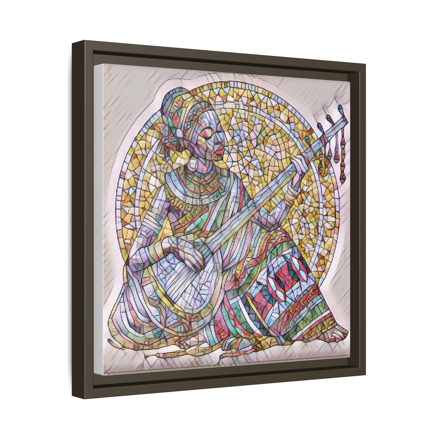 Framed Canvas Art - Colorful Mosaic Musician Wall Decor
