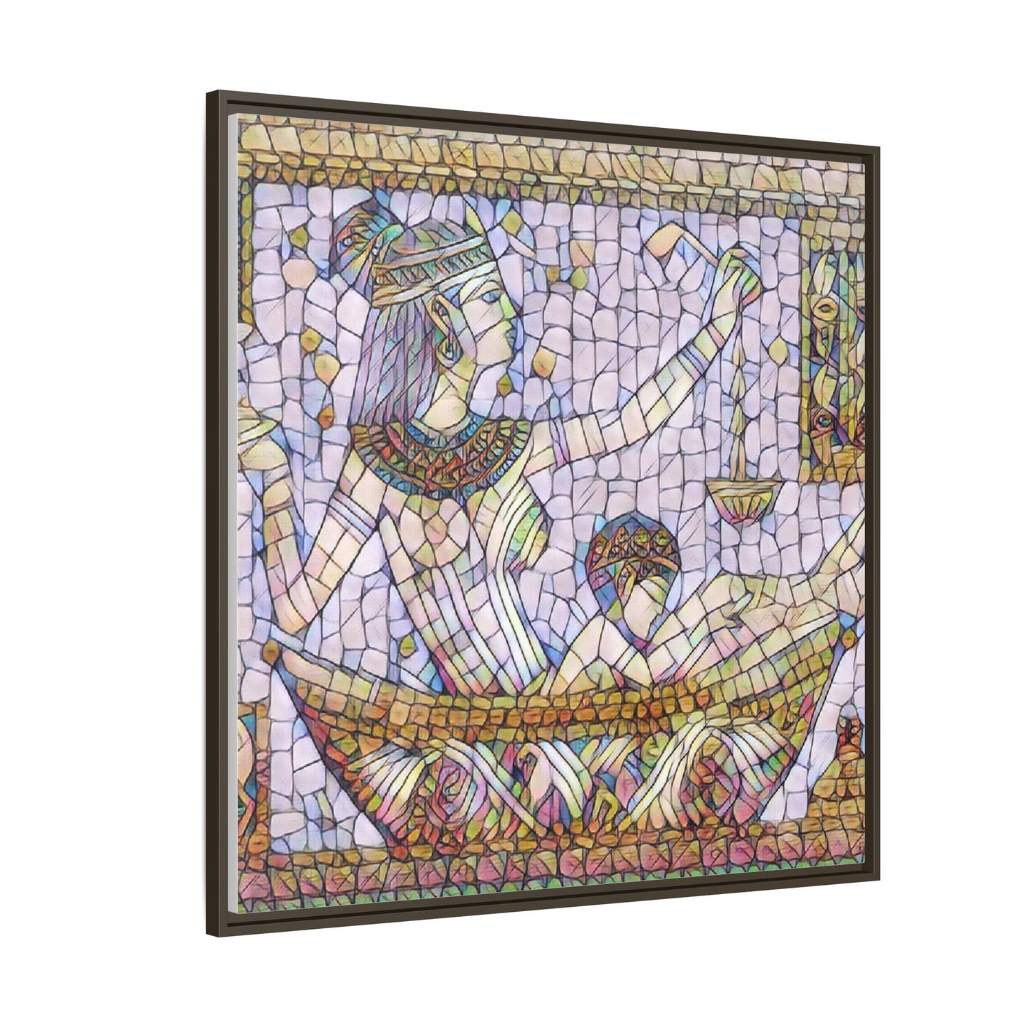 Egyptian Mosaic Goddess Matte Canvas Print (Framed)