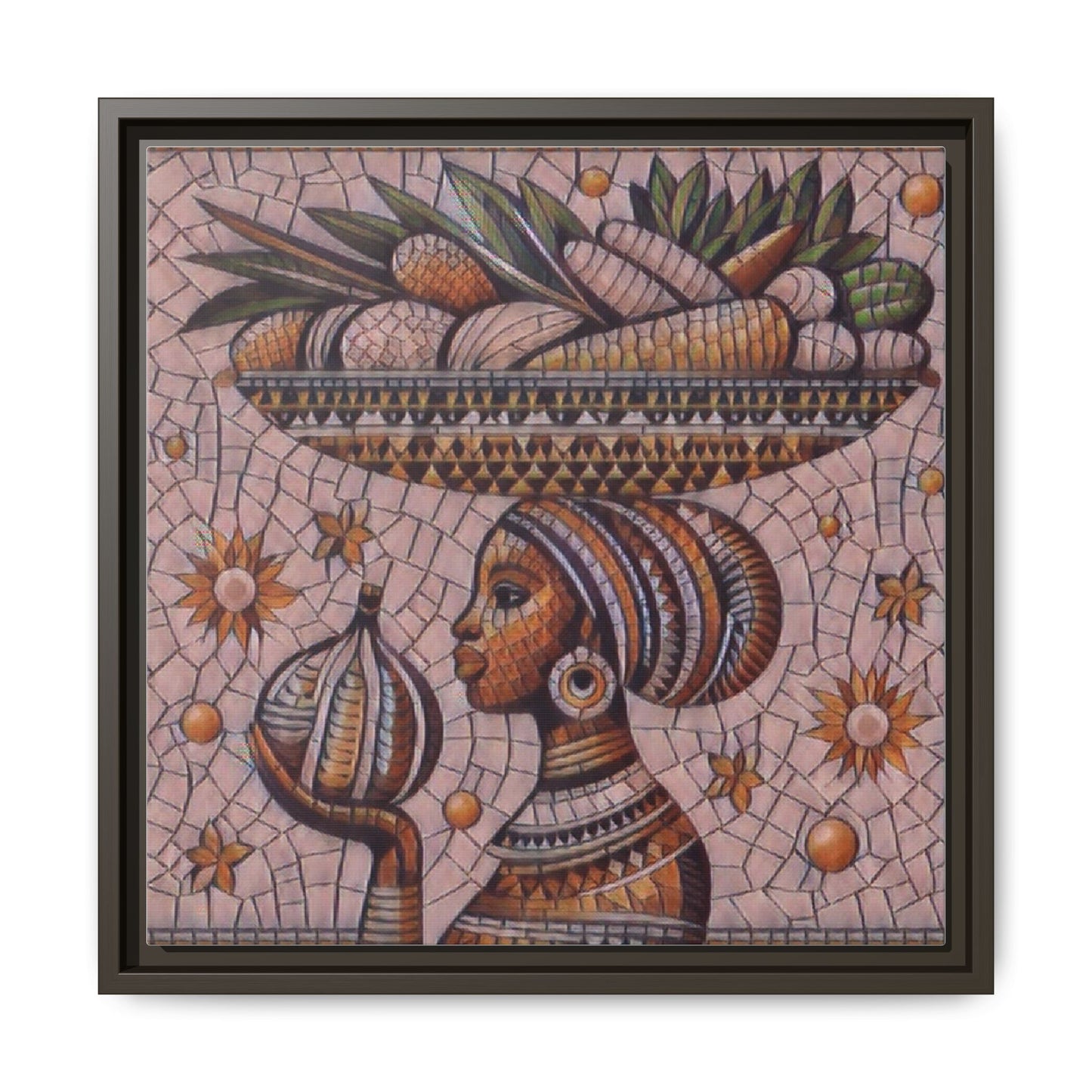 Egyptian Mosaic Goddess Matte Framed Canvas Wall Art