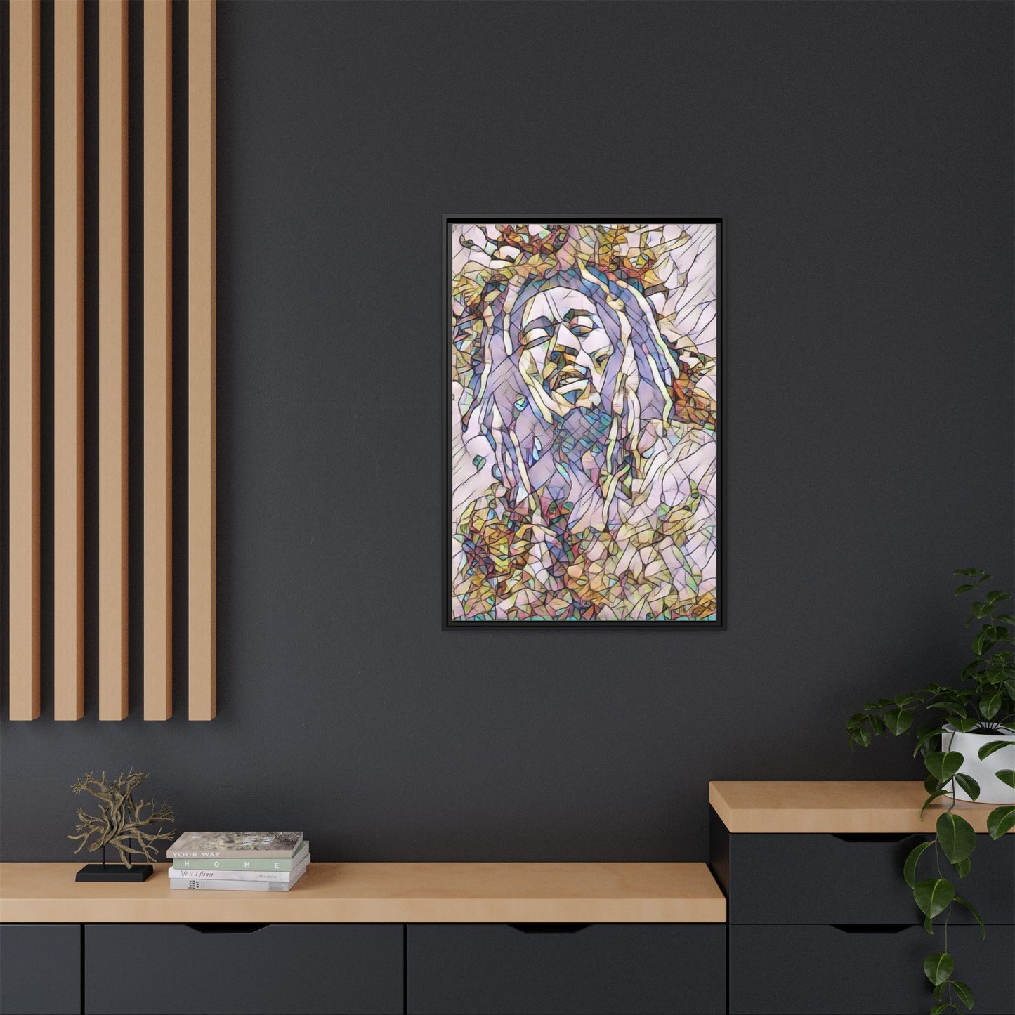 Abstract Multicolor Portrait Matte Canvas Framed Wall Art