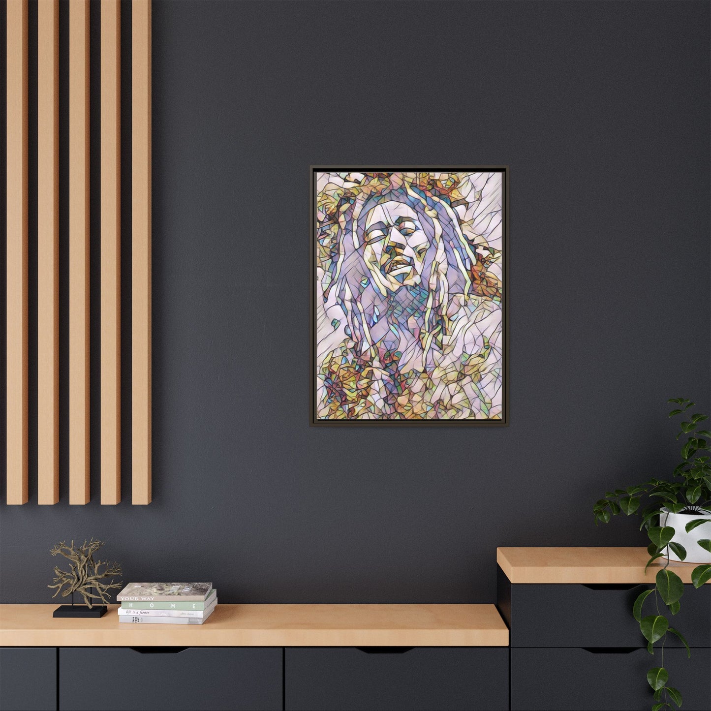 Abstract Multicolor Portrait Matte Canvas Framed Wall Art