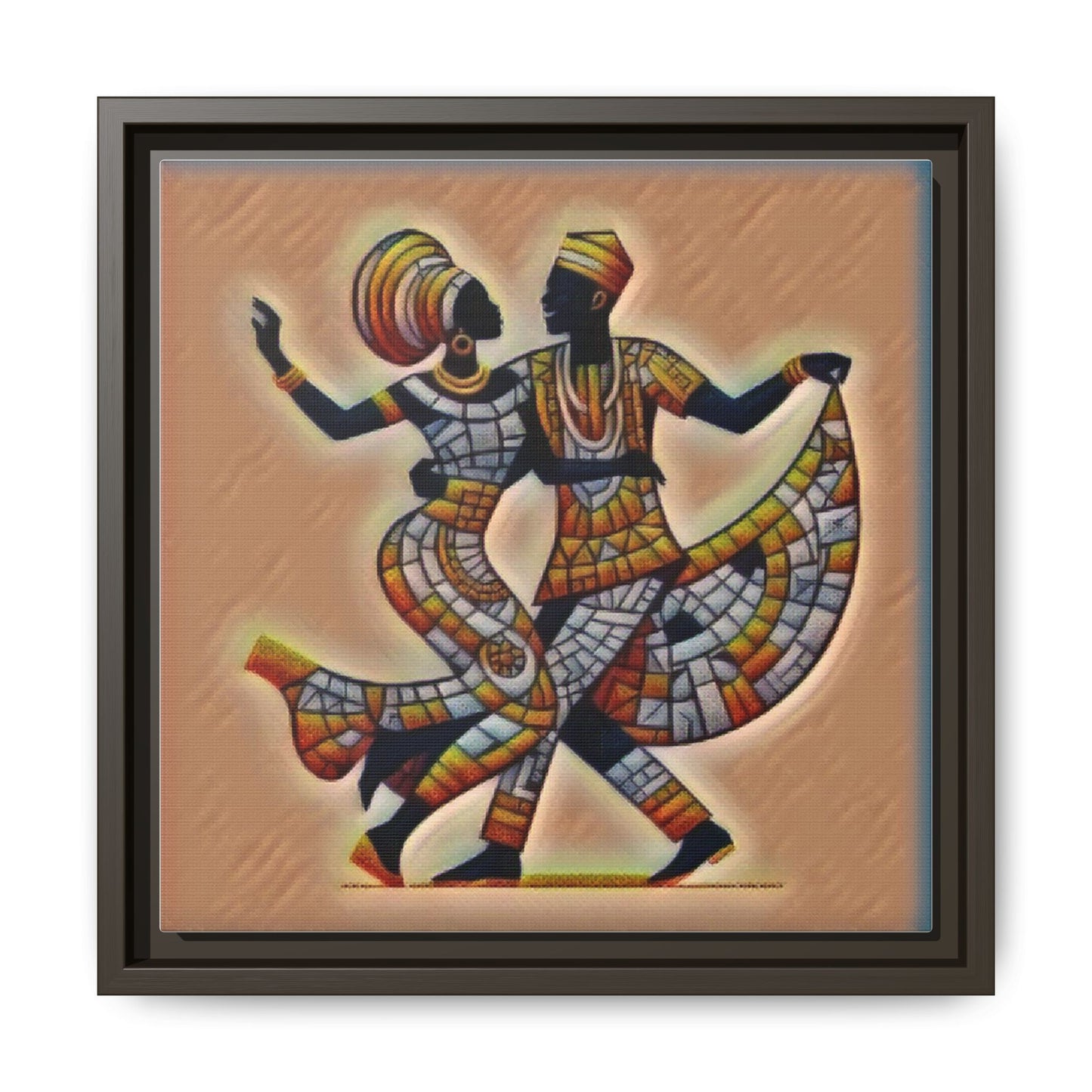 Framed African Dance Mosaic Art Print — Matte Canvas Wall Decor