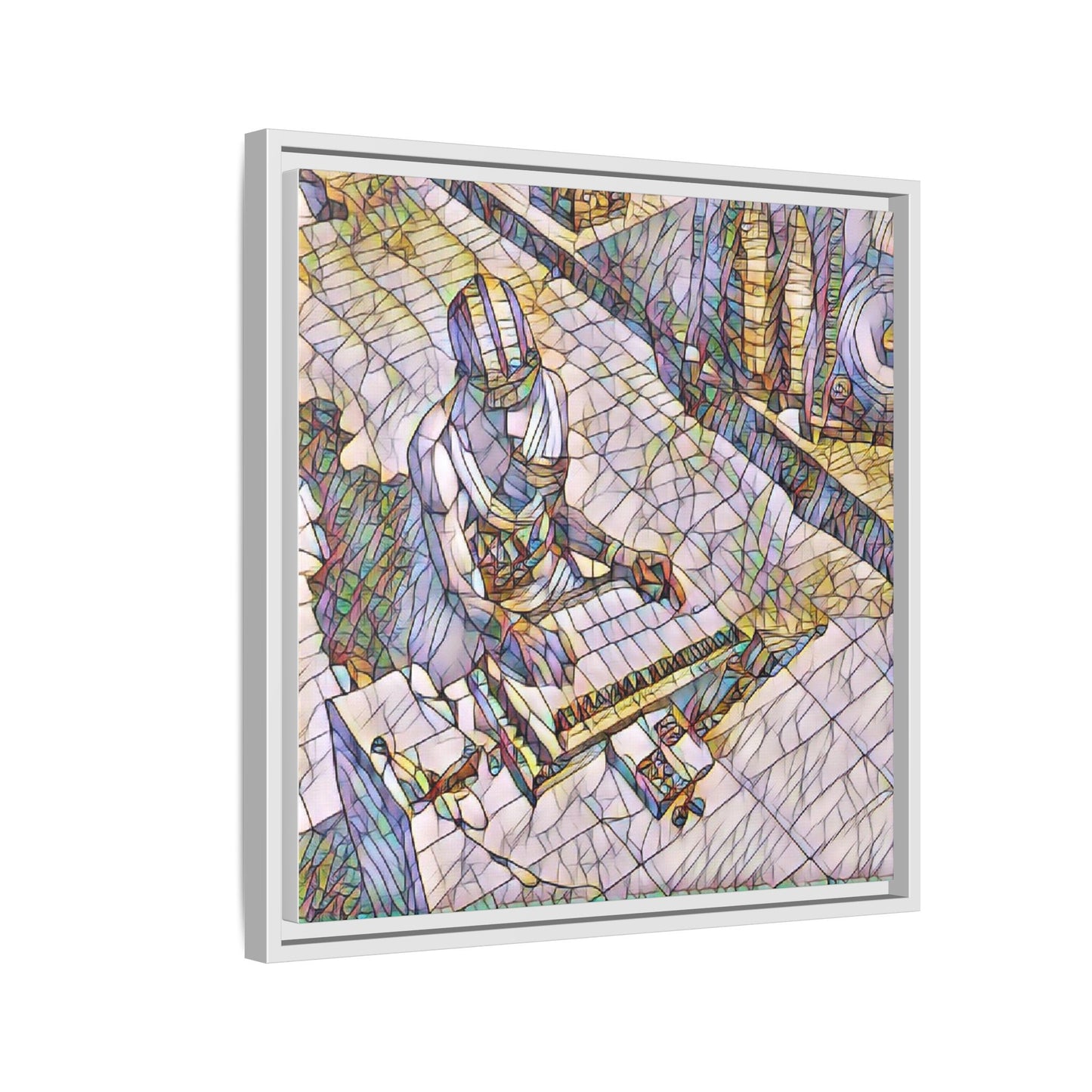 Abstract DJ Skateboarder Matte Framed Canvas – Colorful Urban Music Art Print