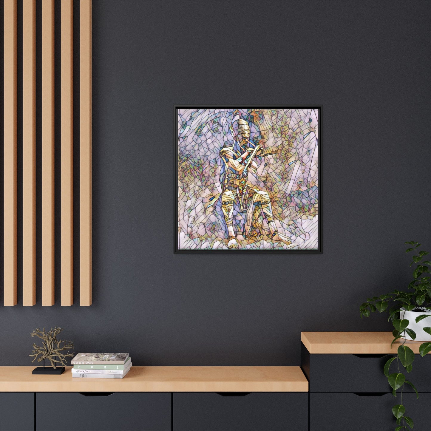 Framed Matte Canvas - Stained Glass Knight Artwork