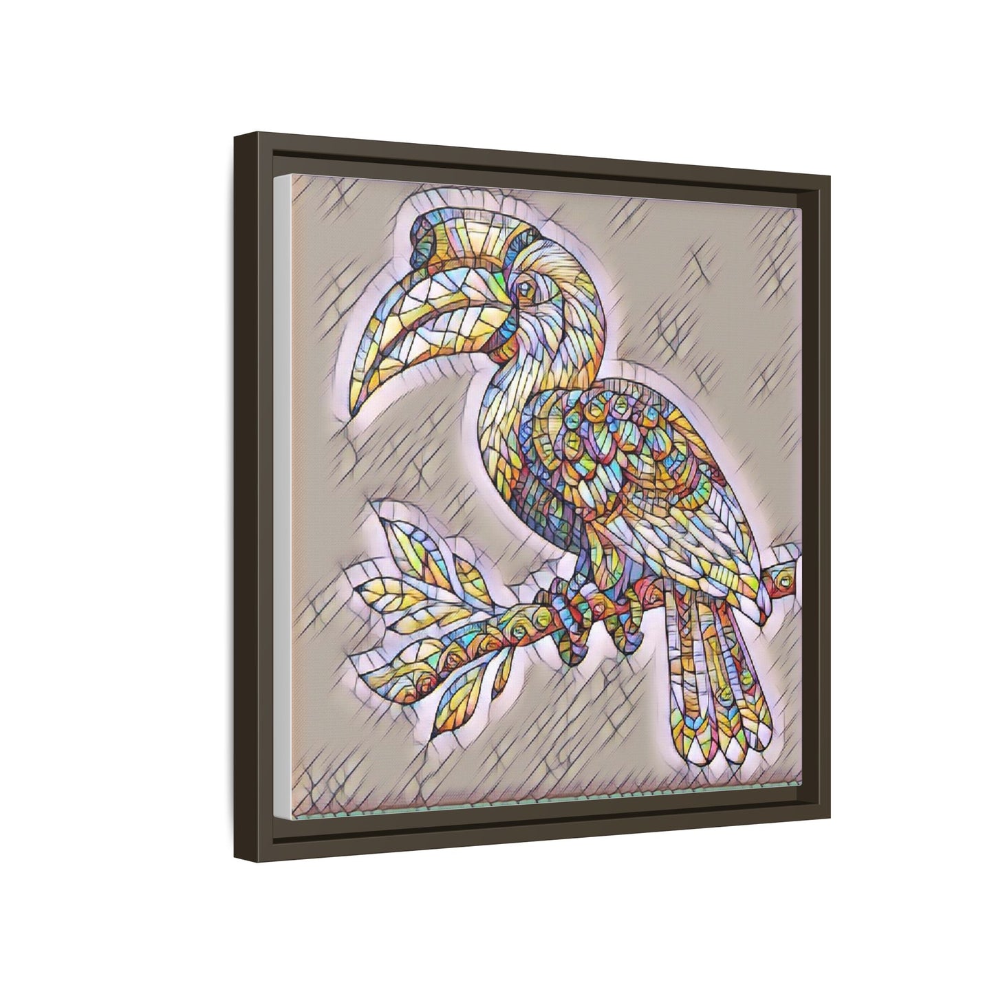 Colorful Stained Glass Toucan Matte Canvas Framed Wall Art