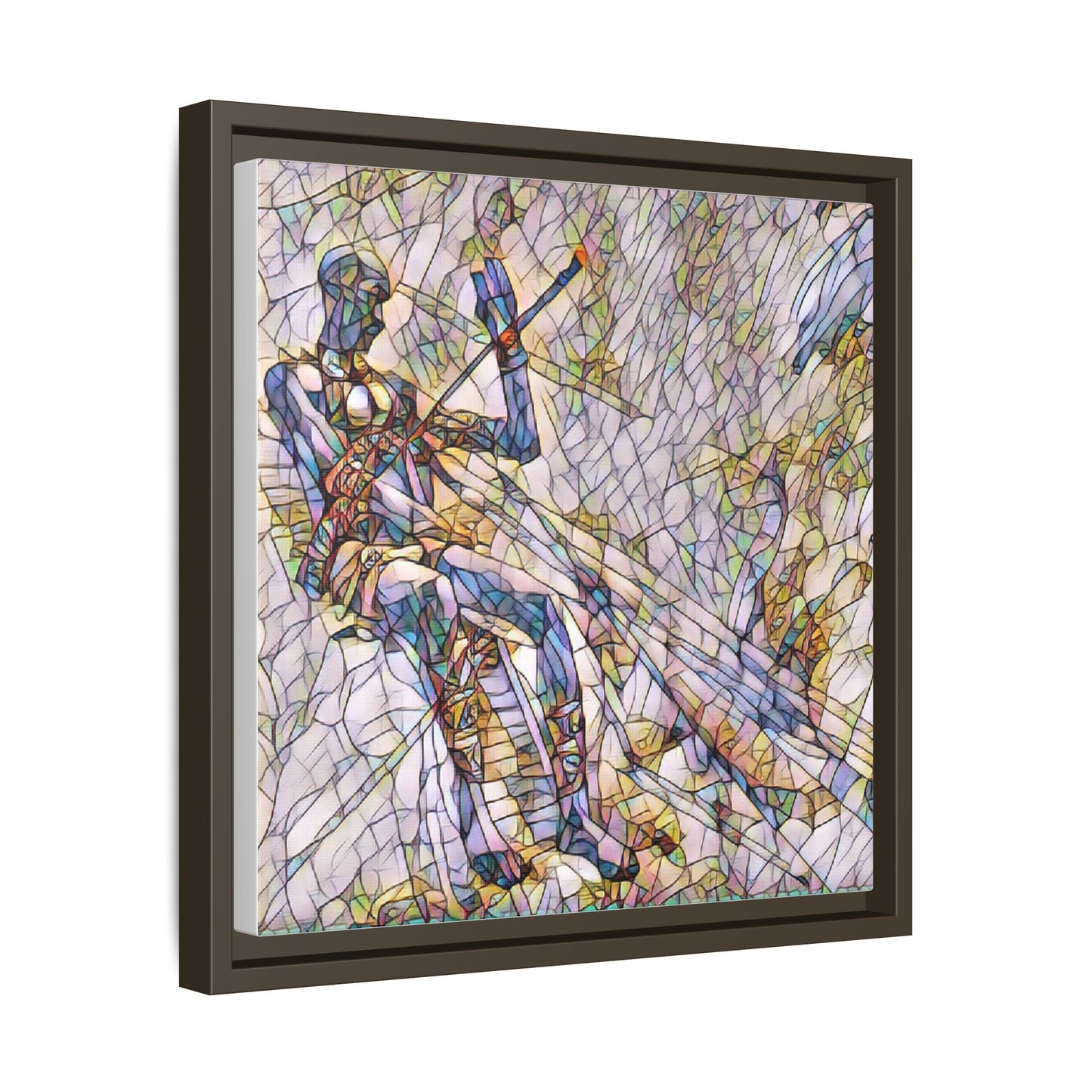 Abstract Stained-Glass Warrior Framed Canvas