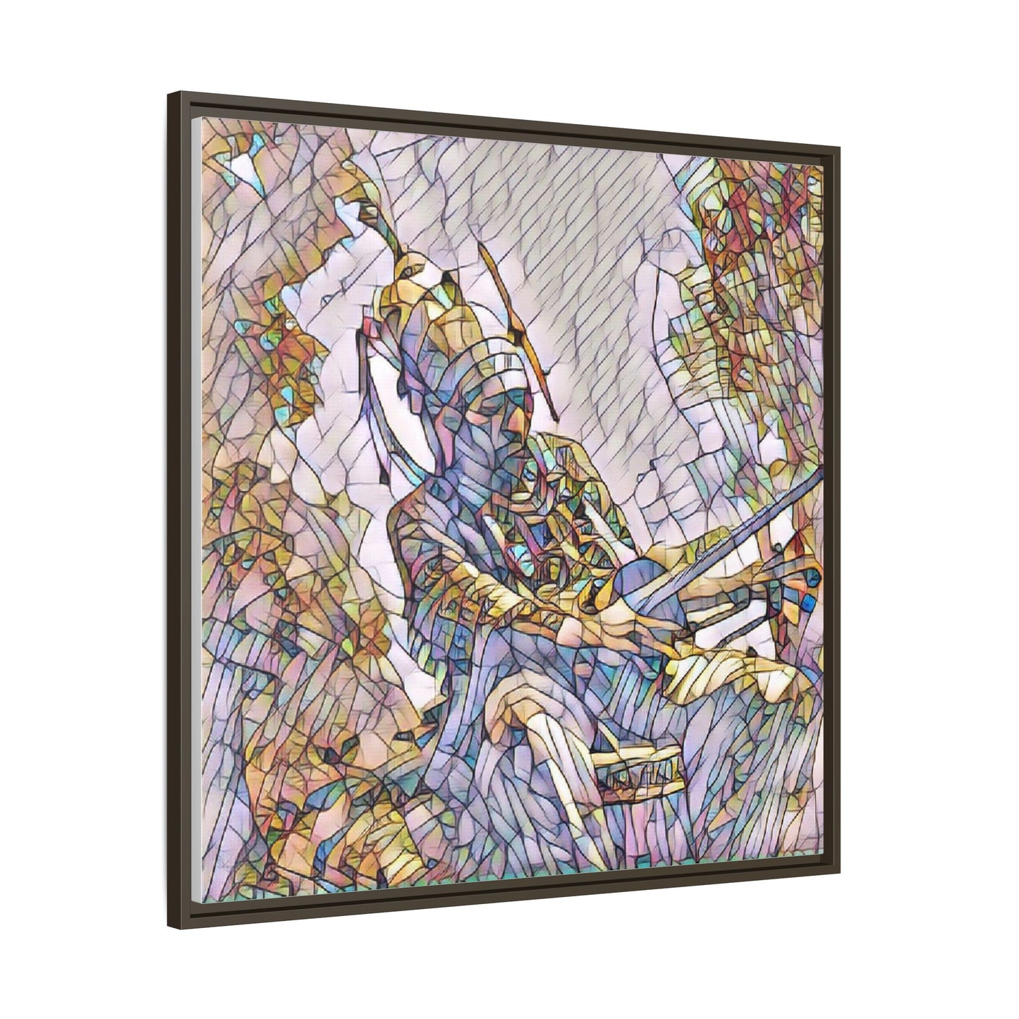 Framed Archery Canvas Print — Stained-Glass Archer Wall Art