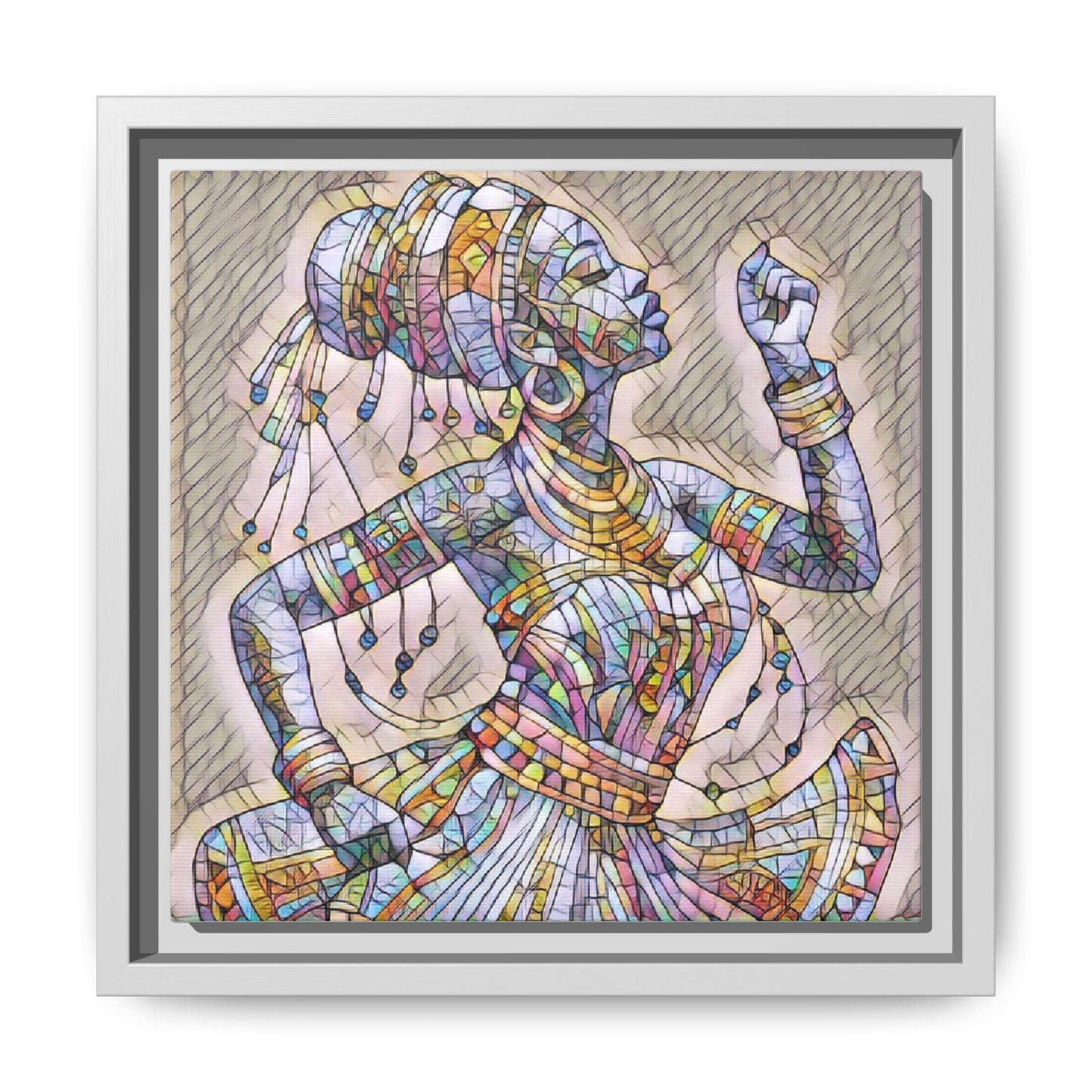 Framed Canvas Art — Colorful Mosaic Dancer
