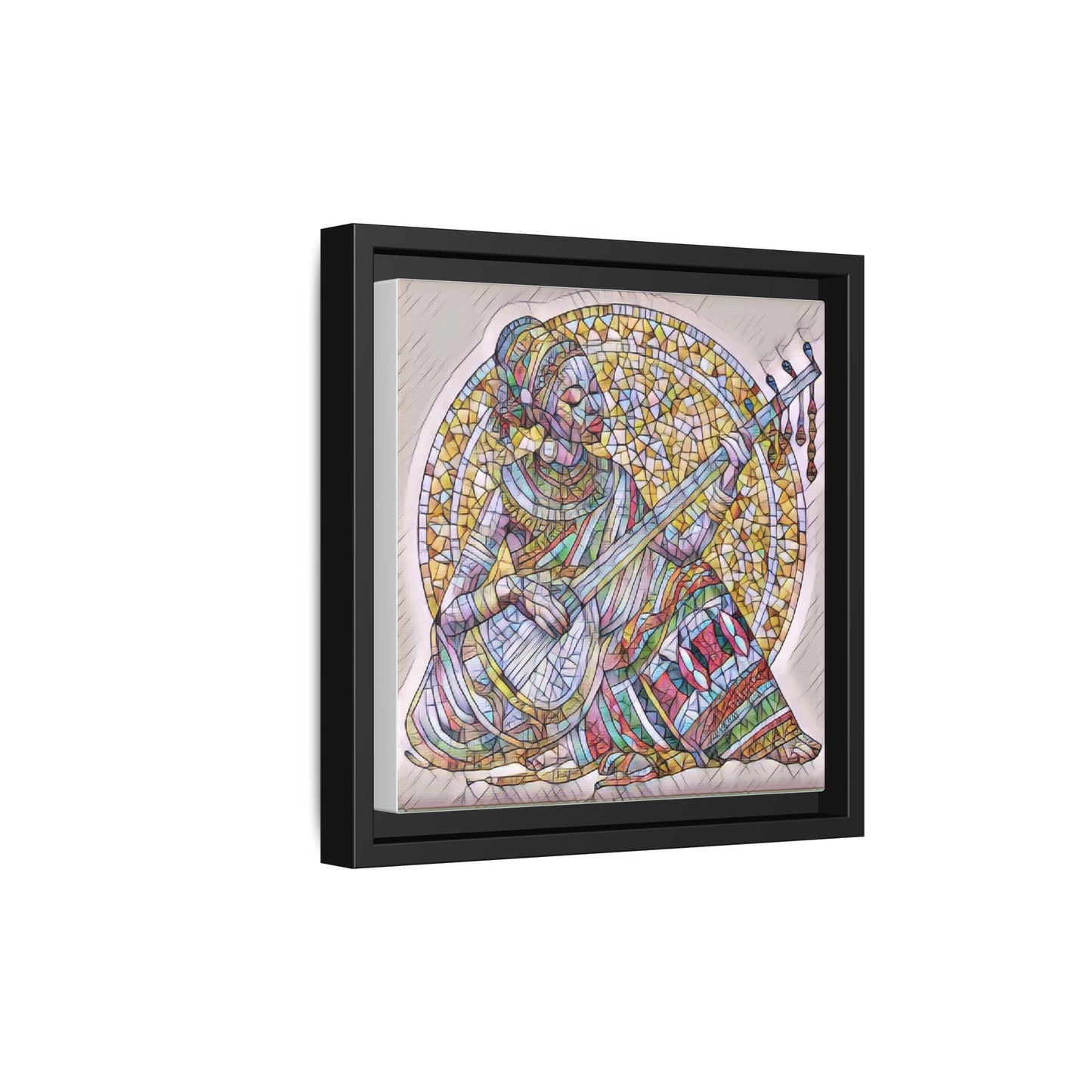 Framed Canvas Art - Colorful Mosaic Musician Wall Decor