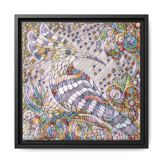 Framed Hoopoe Bird Canvas Art — Colorful Stained-Glass Style Matte Print