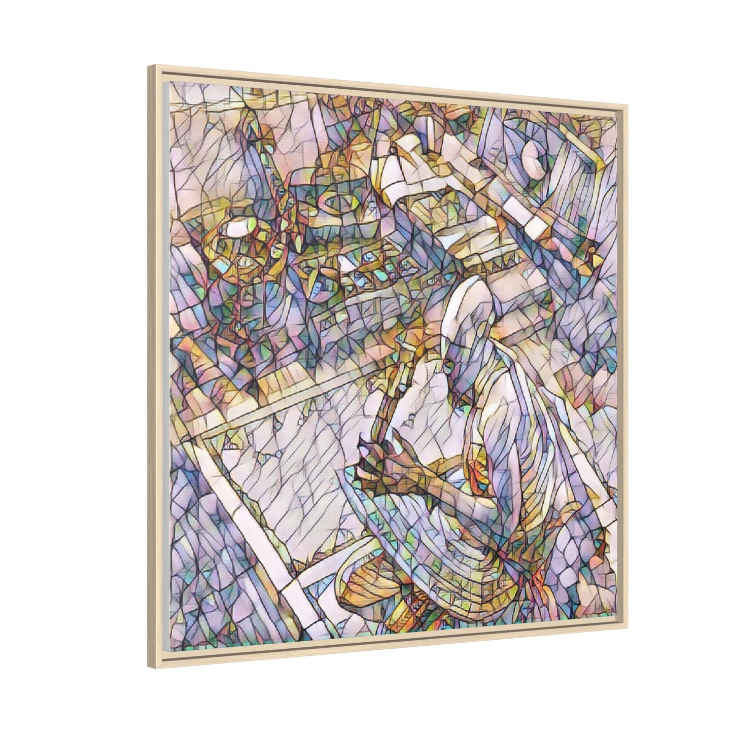 Stained-Glass DJ Matte Canvas Print (Framed) — Colorful Music Room Wall Art