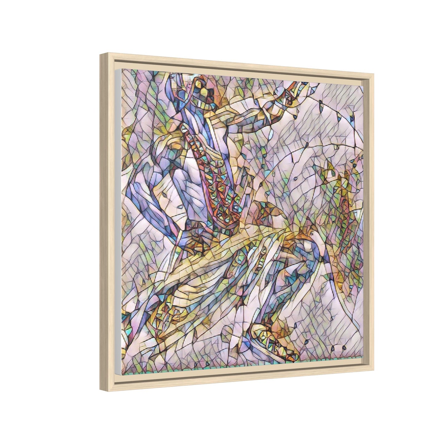 Abstract Stained-Glass Dancers — Framed Matte Canvas Art