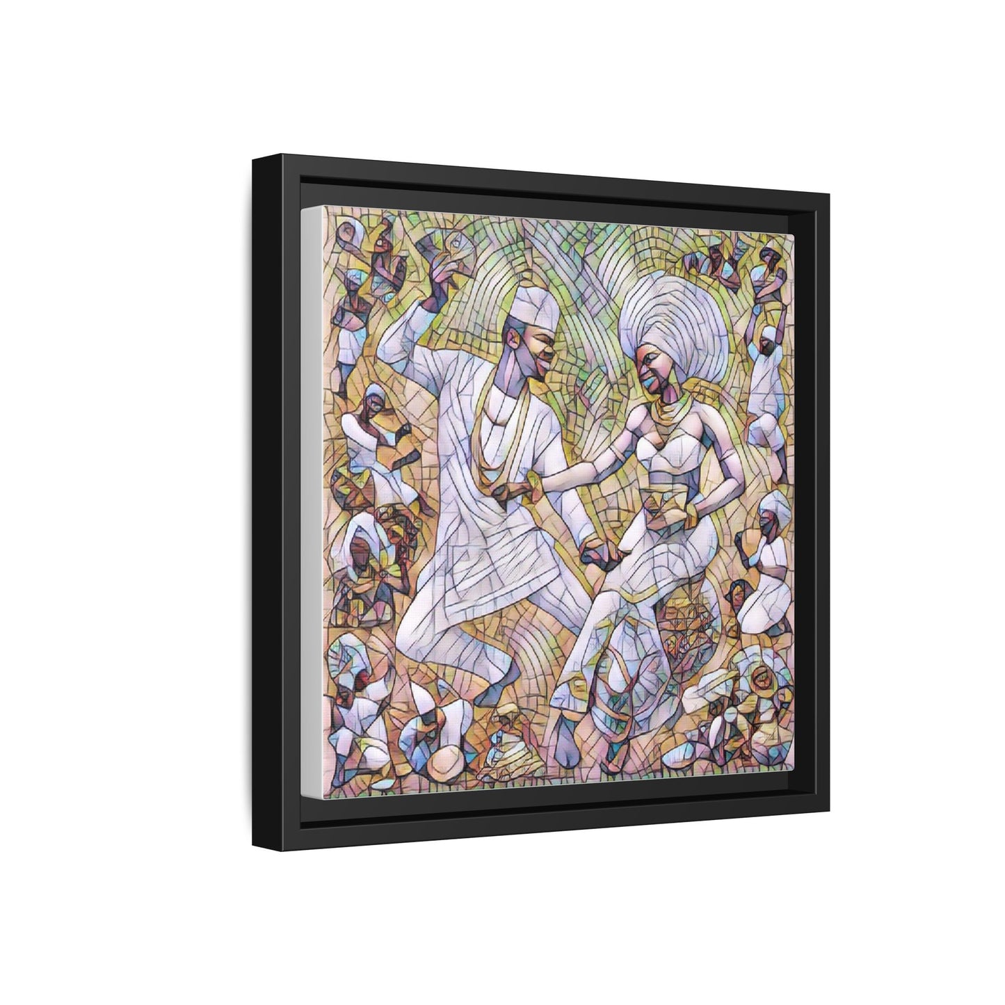 Afrobeat Celebration Matte Framed Canvas — Vibrant Dancers Wall Art