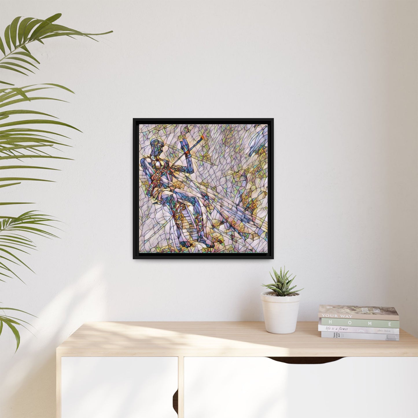 Abstract Stained-Glass Warrior Framed Canvas
