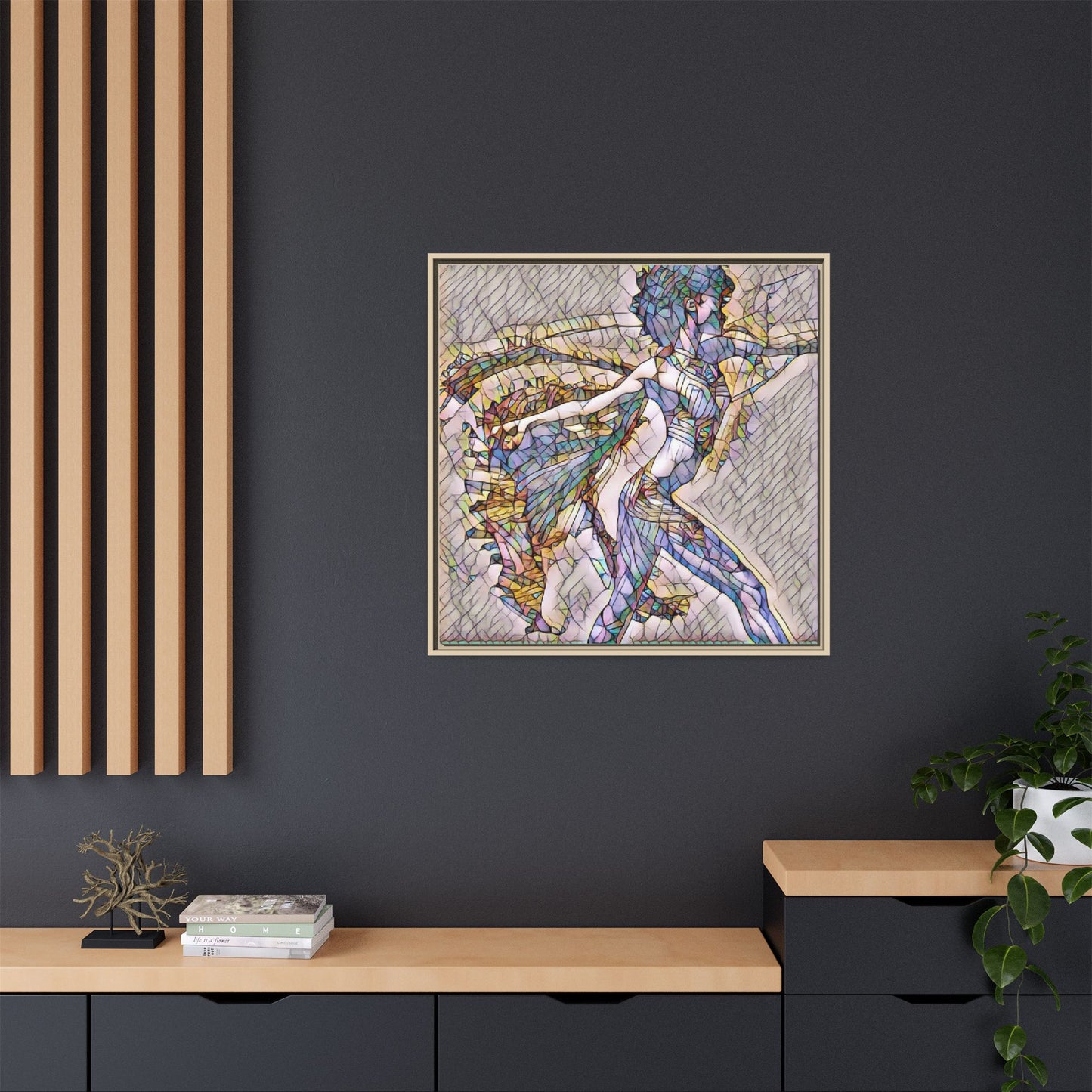 Abstract Stained-Glass Dancer Framed Canvas Art