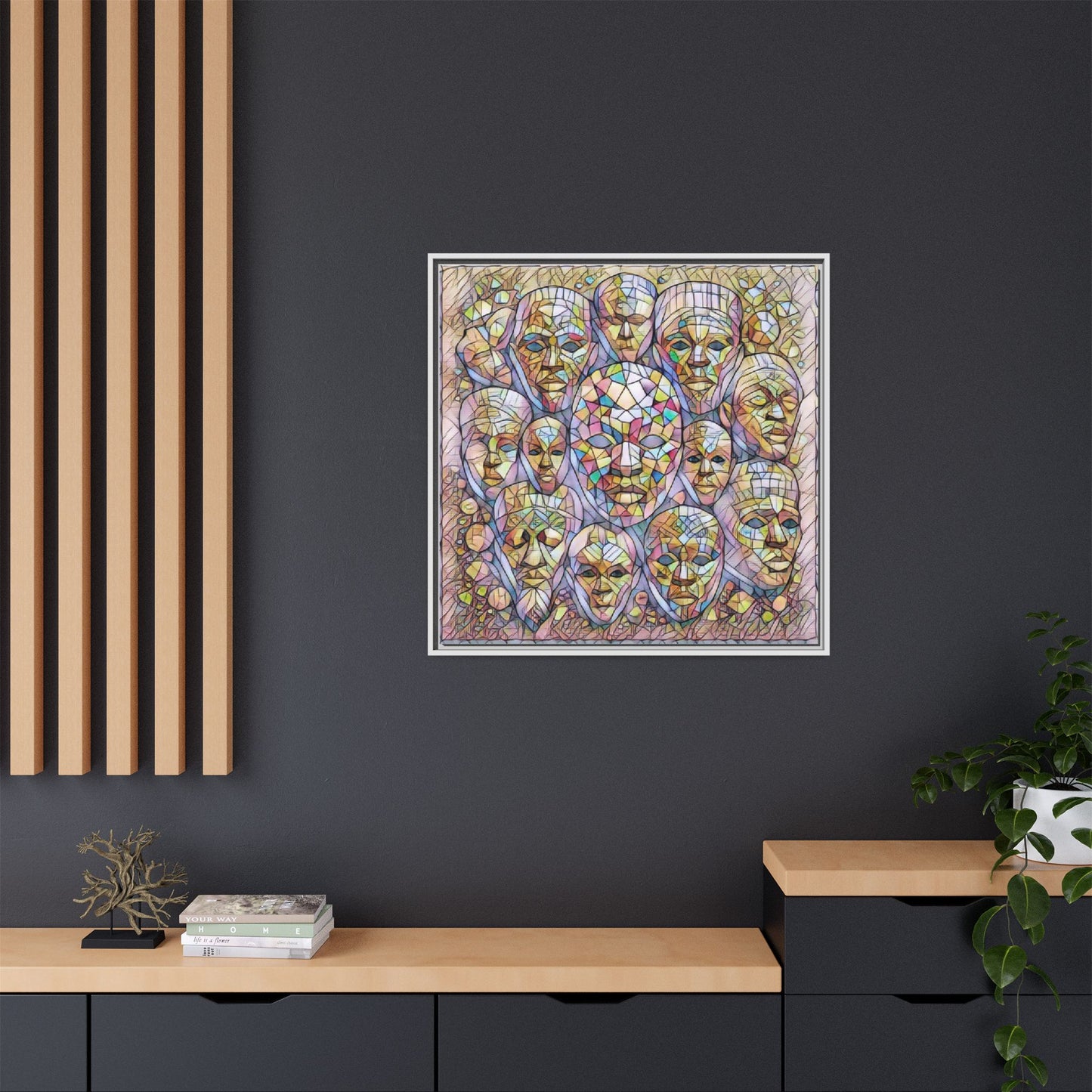 Framed Art Print — Mosaic Faces Matte Canvas