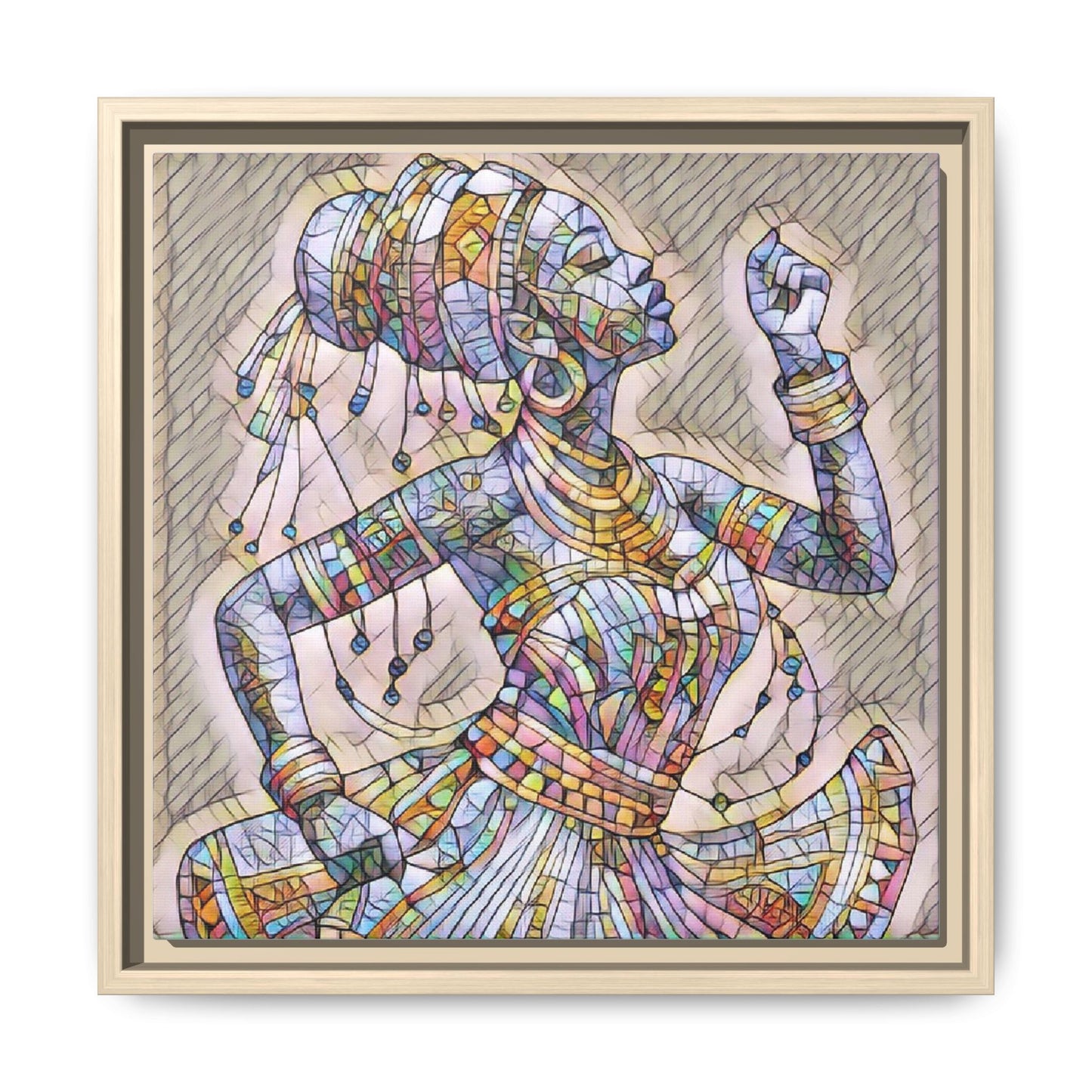 Framed Canvas Art — Colorful Mosaic Dancer
