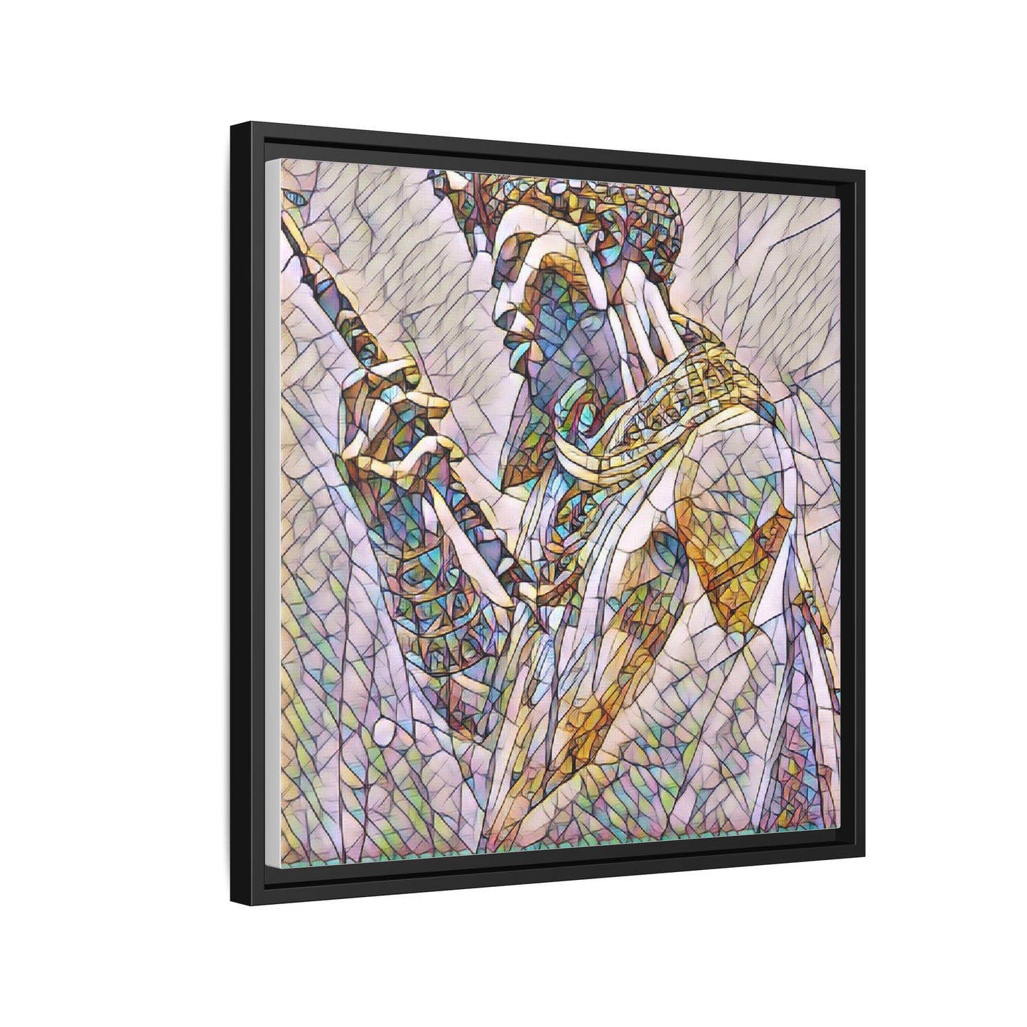 Egyptian Pharaoh Stained Glass Art — Framed Matte Canvas