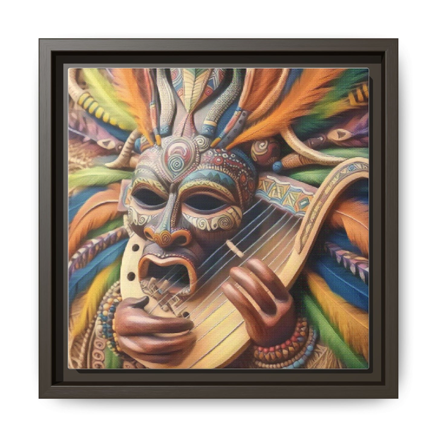 Colorful Tribal Mask Canvas — Framed Matte Wall Art