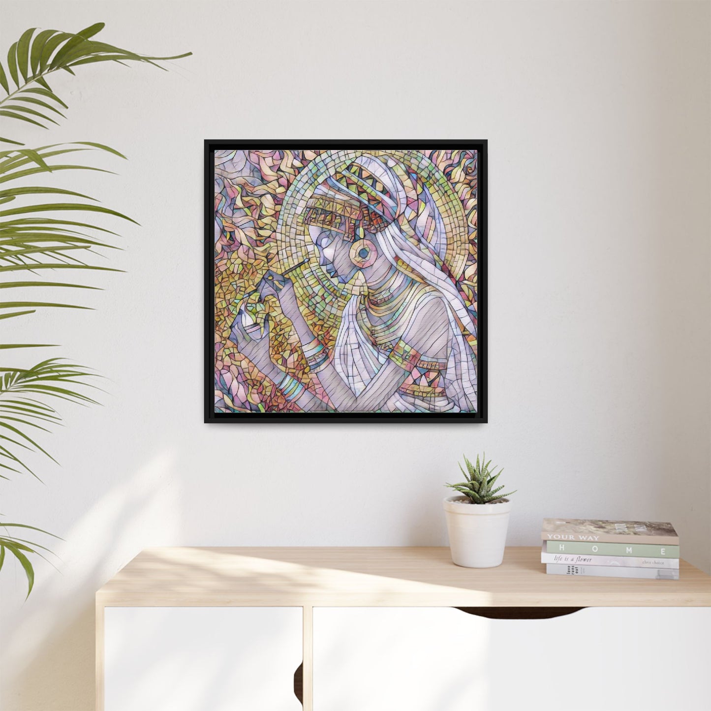 Egyptian Goddess Stained-Glass Matte Canvas (Framed)