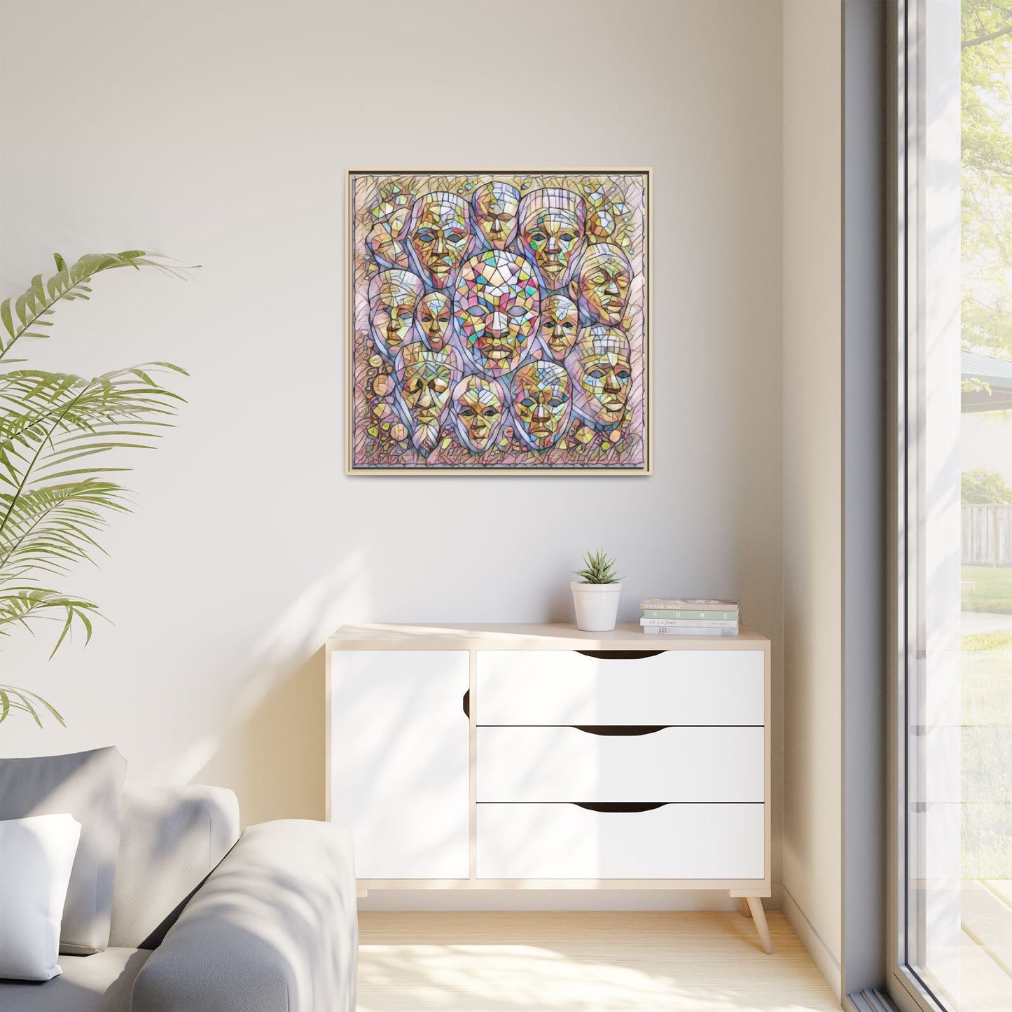 Framed Art Print — Mosaic Faces Matte Canvas