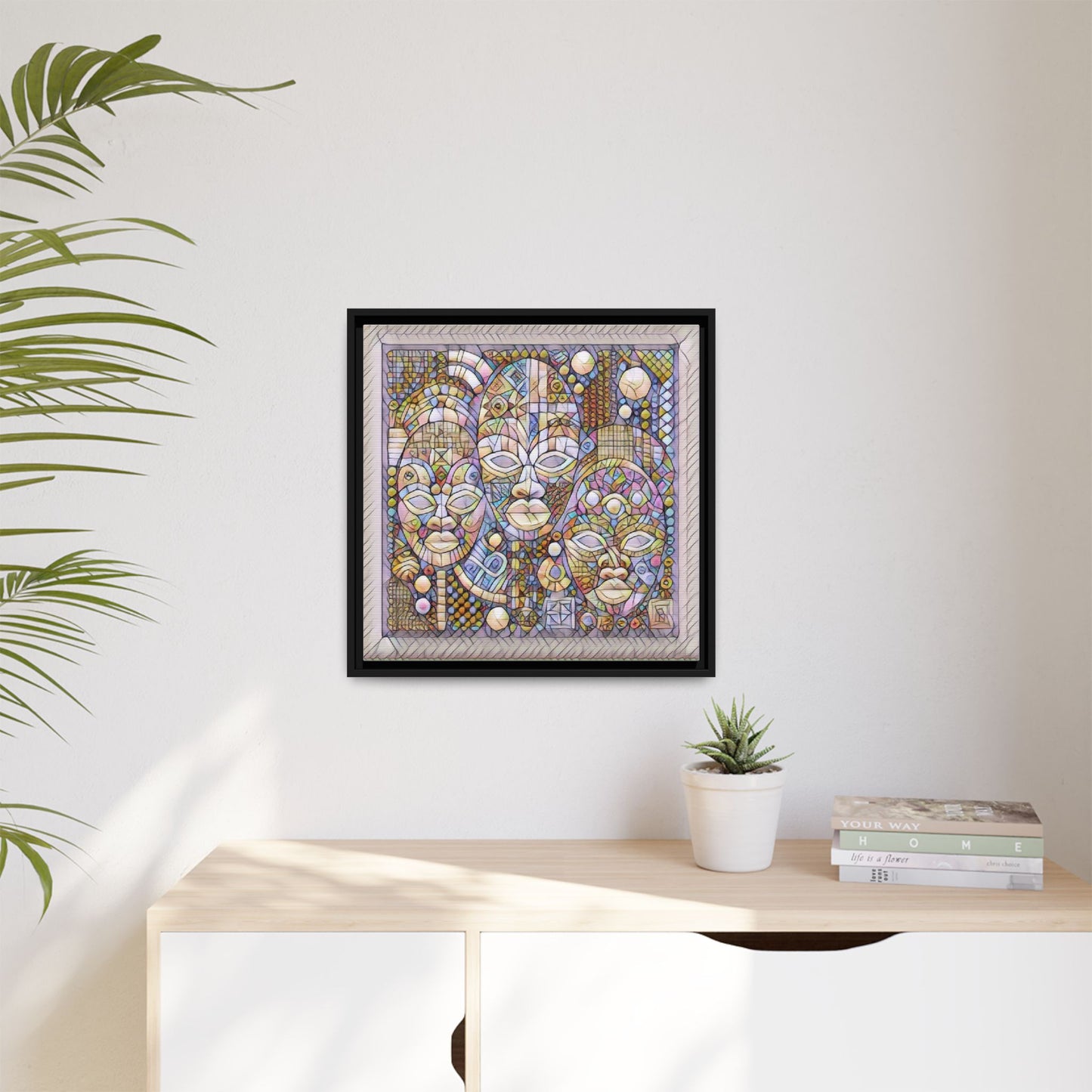 Abstract African Mask Art — Framed Matte Canvas Wall Art
