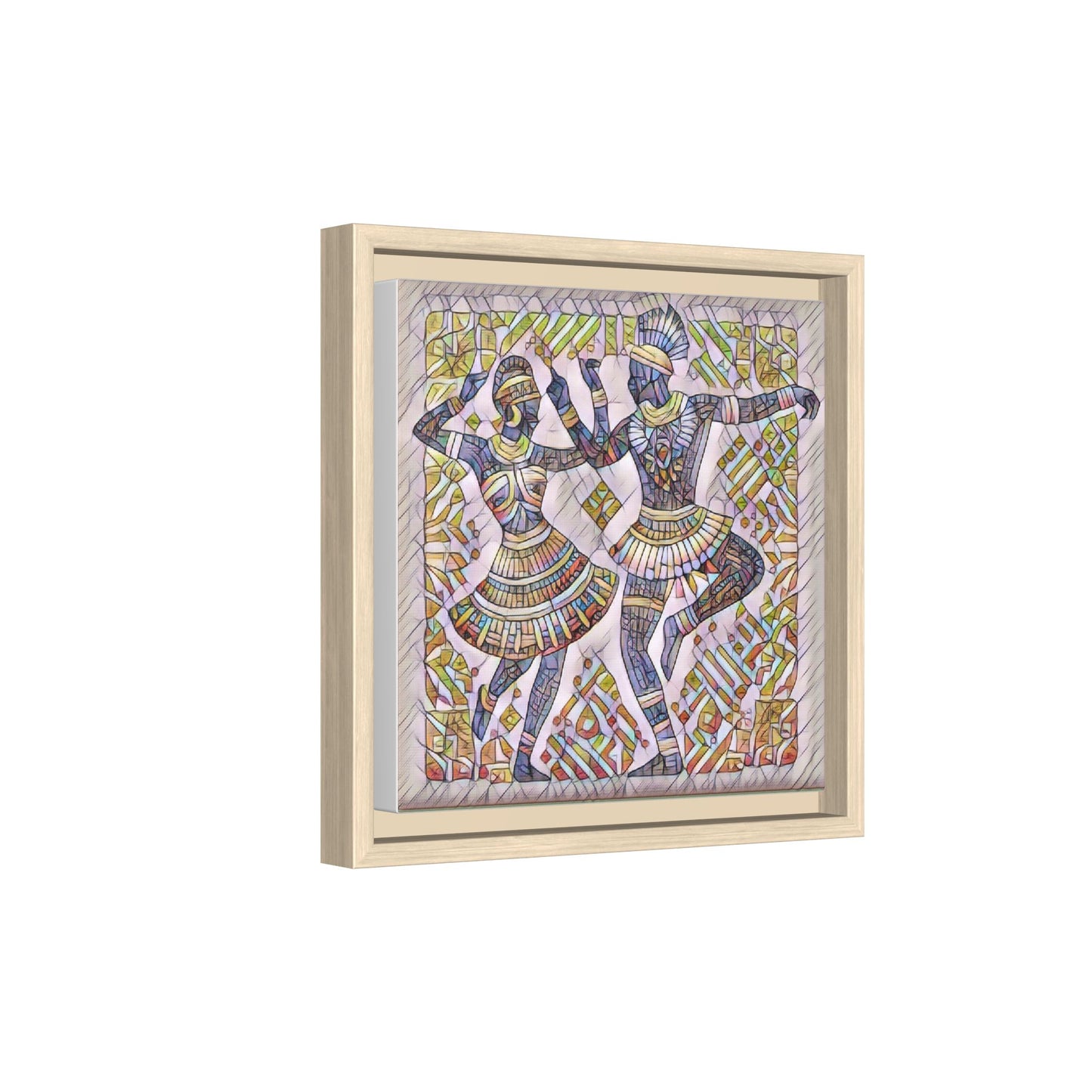 Framed Matte Canvas Print — Colorful Tribal Dancers Wall Art