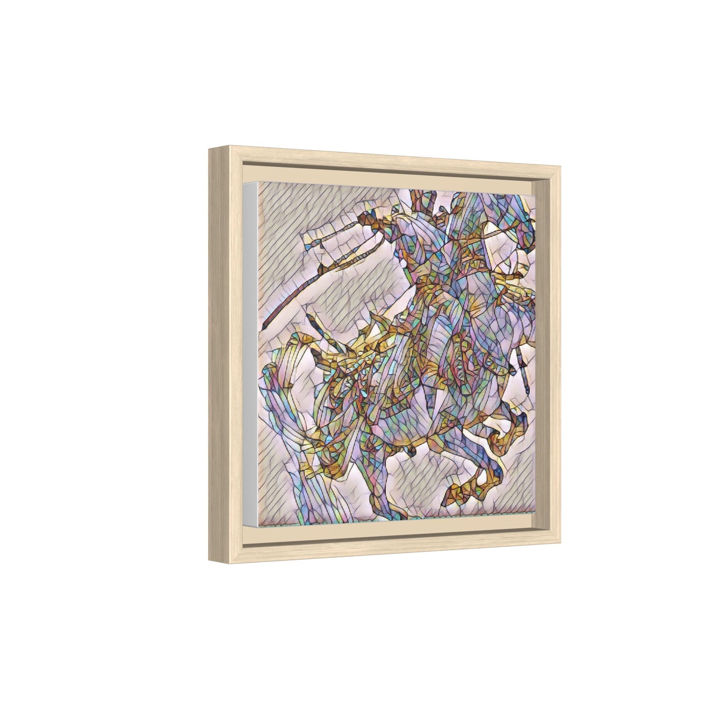 Framed Abstract Stained-Glass Horse Canvas