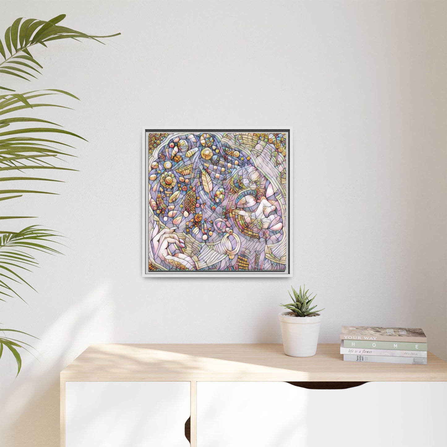 Bohemian Mosaic Woman Matte Canvas Framed Wall Art