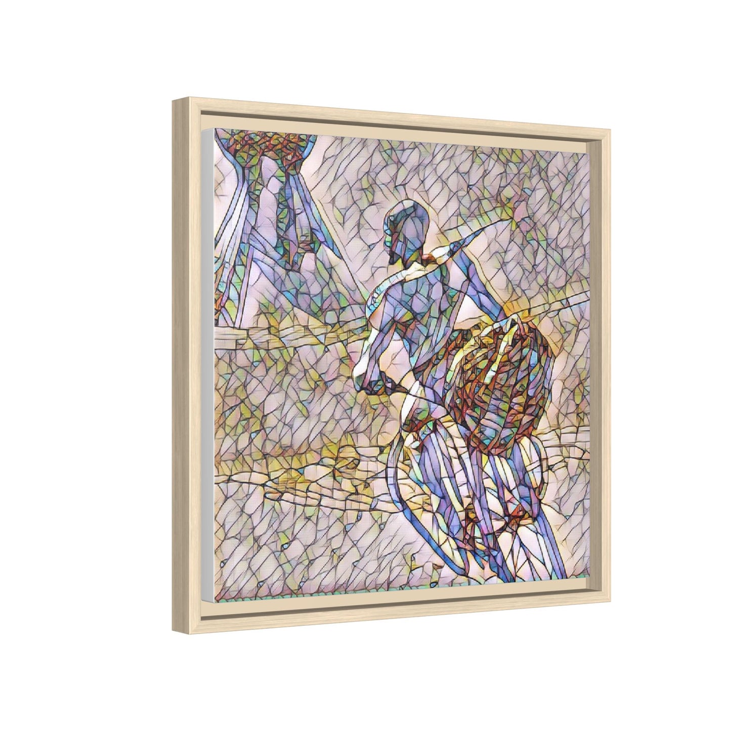 Abstract Stained-Glass Warrior Matte Framed Canvas