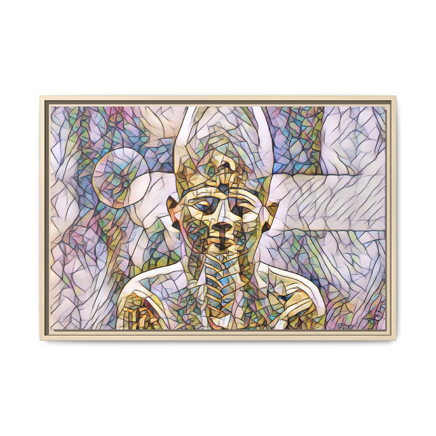 Egyptian Pharaoh Stained-Glass Style Matte Canvas Print, Framed
