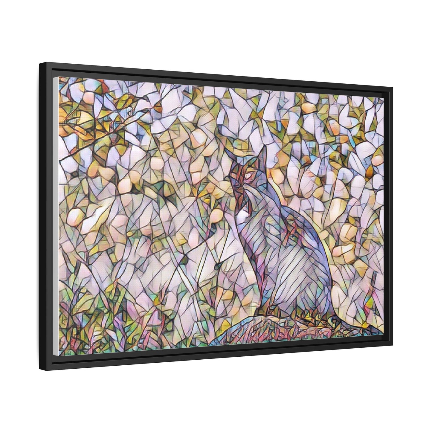 Framed Canvas Art - Stained Glass Heron Nature Print