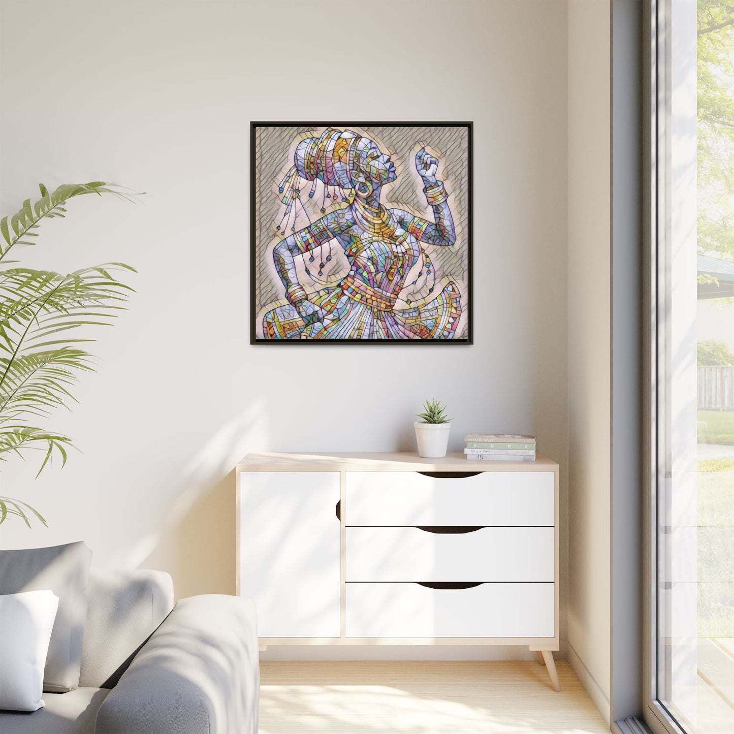 Framed Canvas Art — Colorful Mosaic Dancer