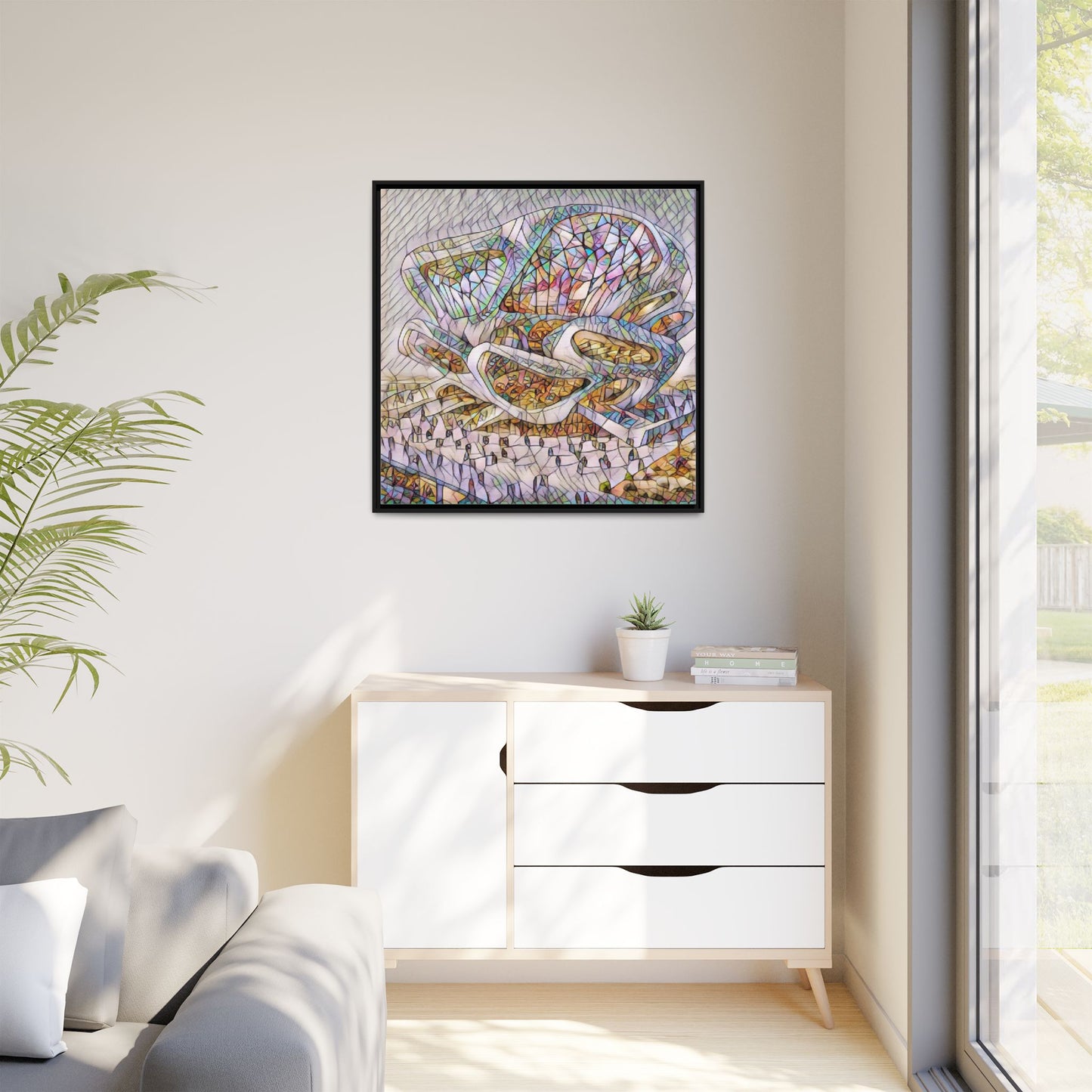 Abstract Colorful Sculpture Matte Canvas Framed Wall Art