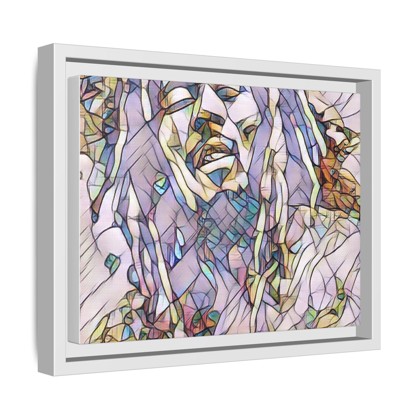 Abstract Multicolor Portrait Matte Canvas Framed Wall Art
