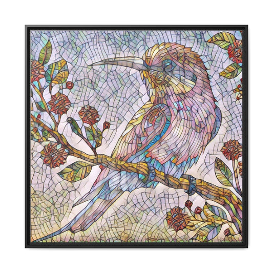 Framed Mosaic Bird Art Print — Colorful Kookaburra Wall Canvas