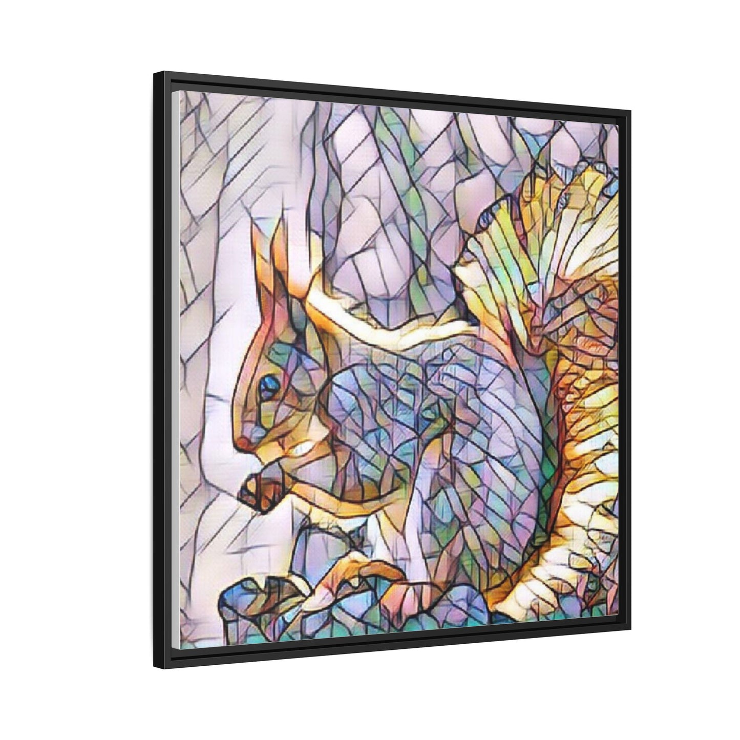 Framed Squirrel Mosaic Matte Canvas Wall Art