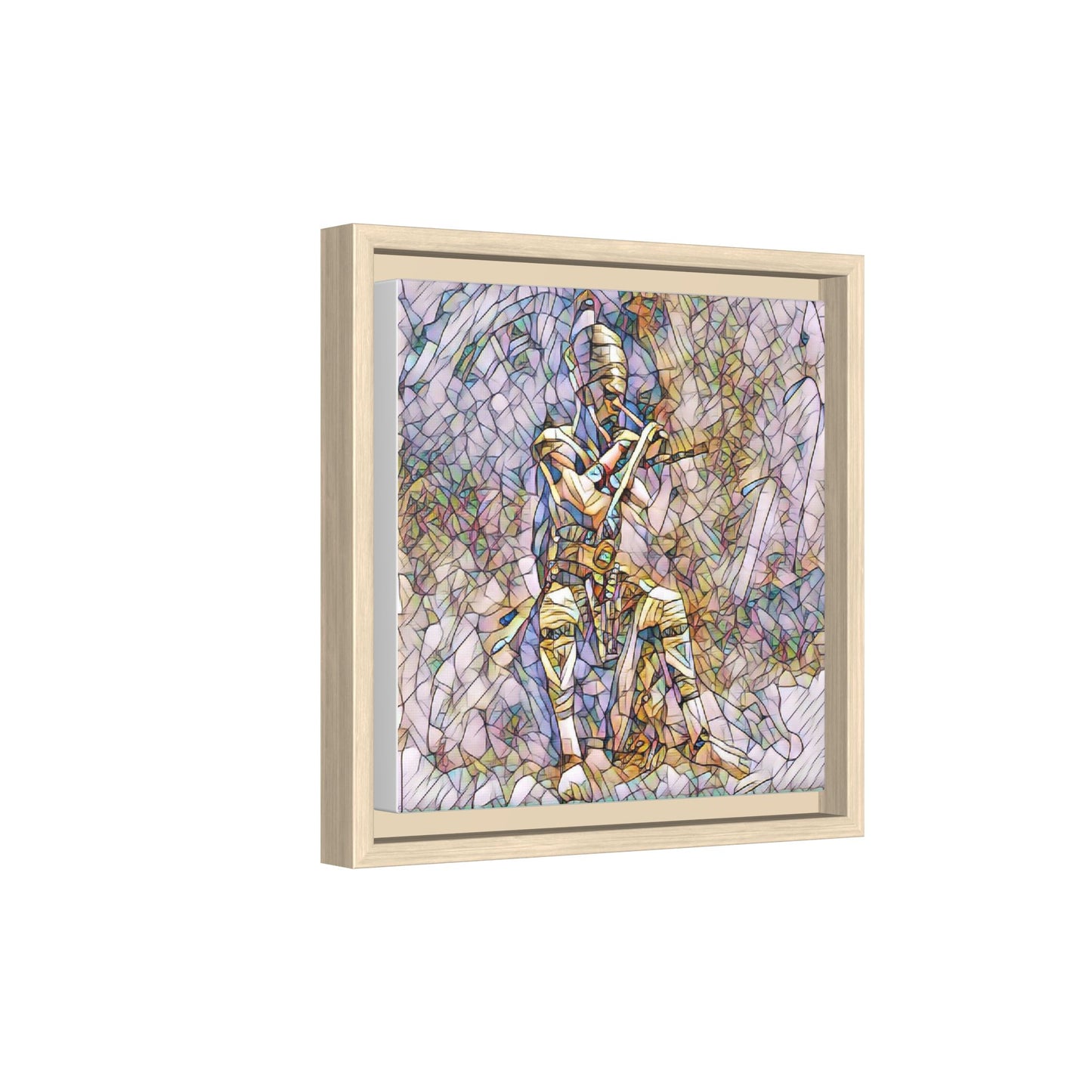 Framed Matte Canvas - Stained Glass Knight Artwork