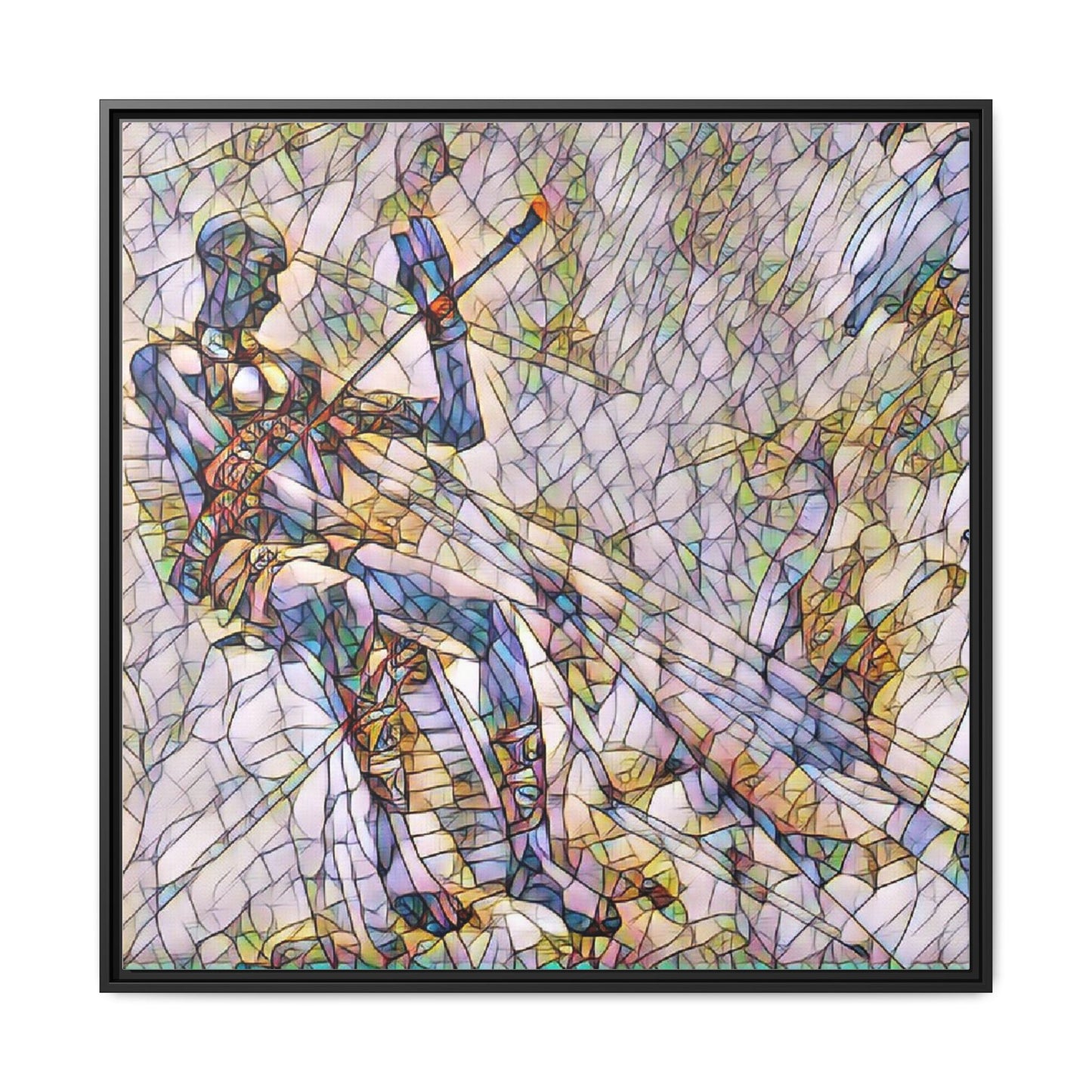 Abstract Stained-Glass Warrior Framed Canvas