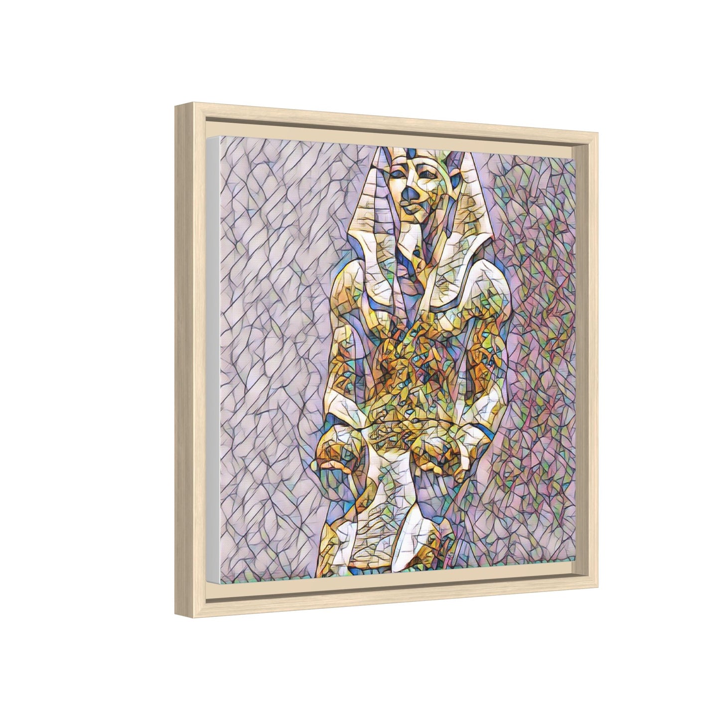 Framed Abstract Pharaoh Matte Canvas Wall Art — Multicolor Egyptian Statue Print