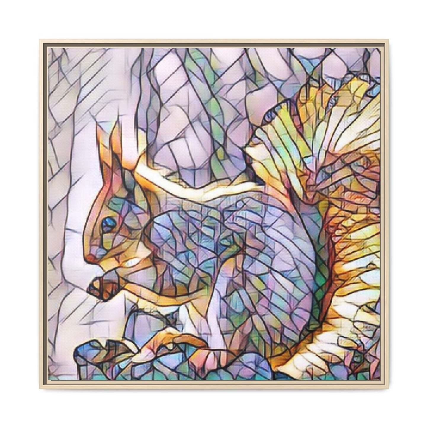 Framed Squirrel Mosaic Matte Canvas Wall Art