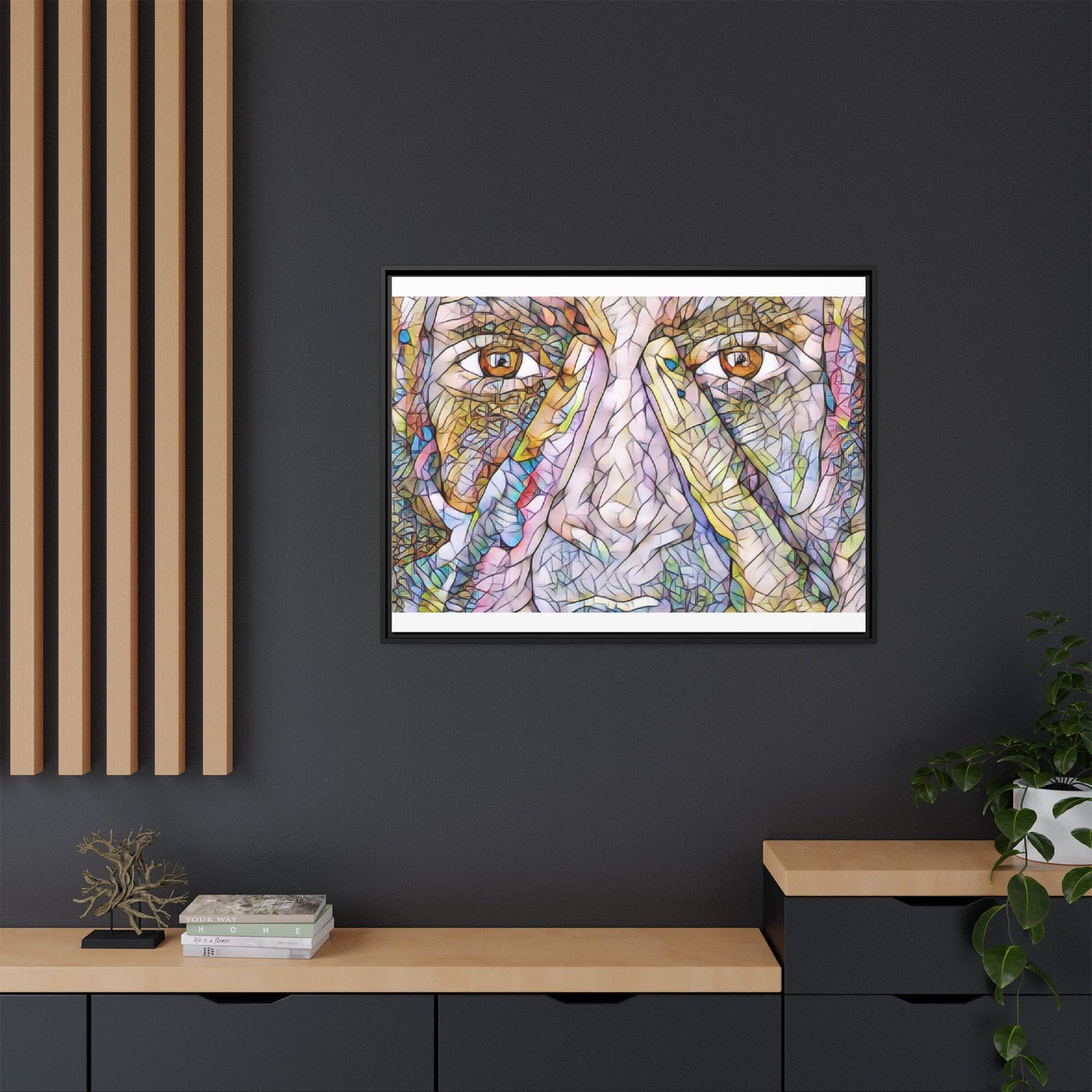 Abstract Stained-Glass Face Matte Canvas Framed Wall Art