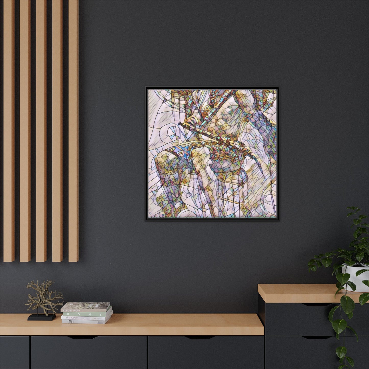 Framed Abstract Musician Canvas Art — Multi‑Color Jazz Saxophone Print