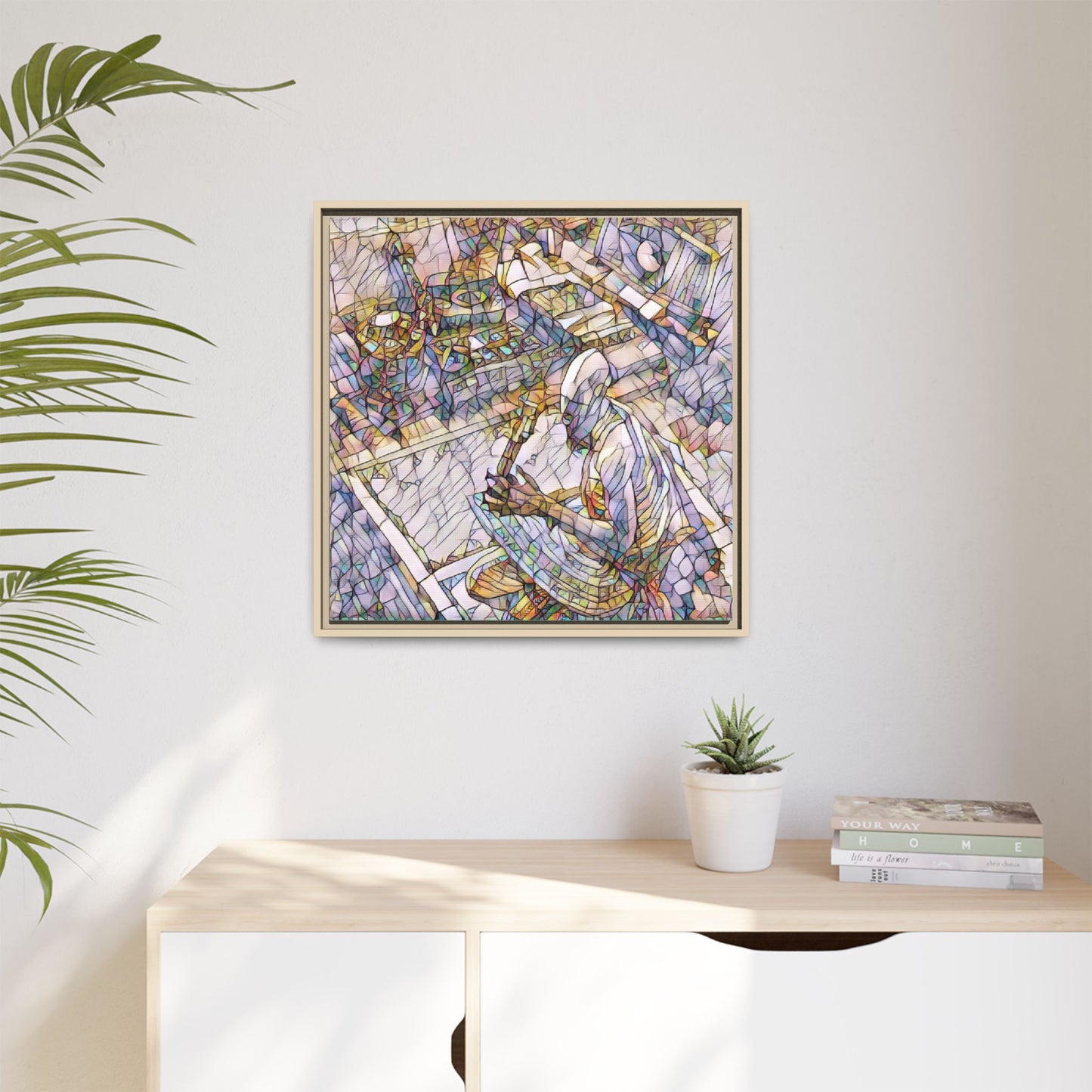 Stained-Glass DJ Matte Canvas Print (Framed) — Colorful Music Room Wall Art