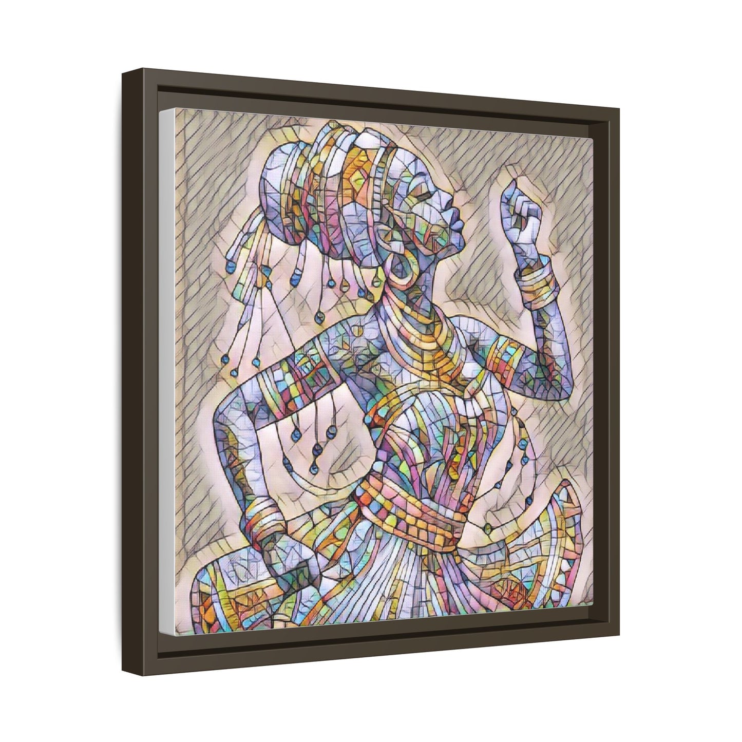 Framed Canvas Art — Colorful Mosaic Dancer
