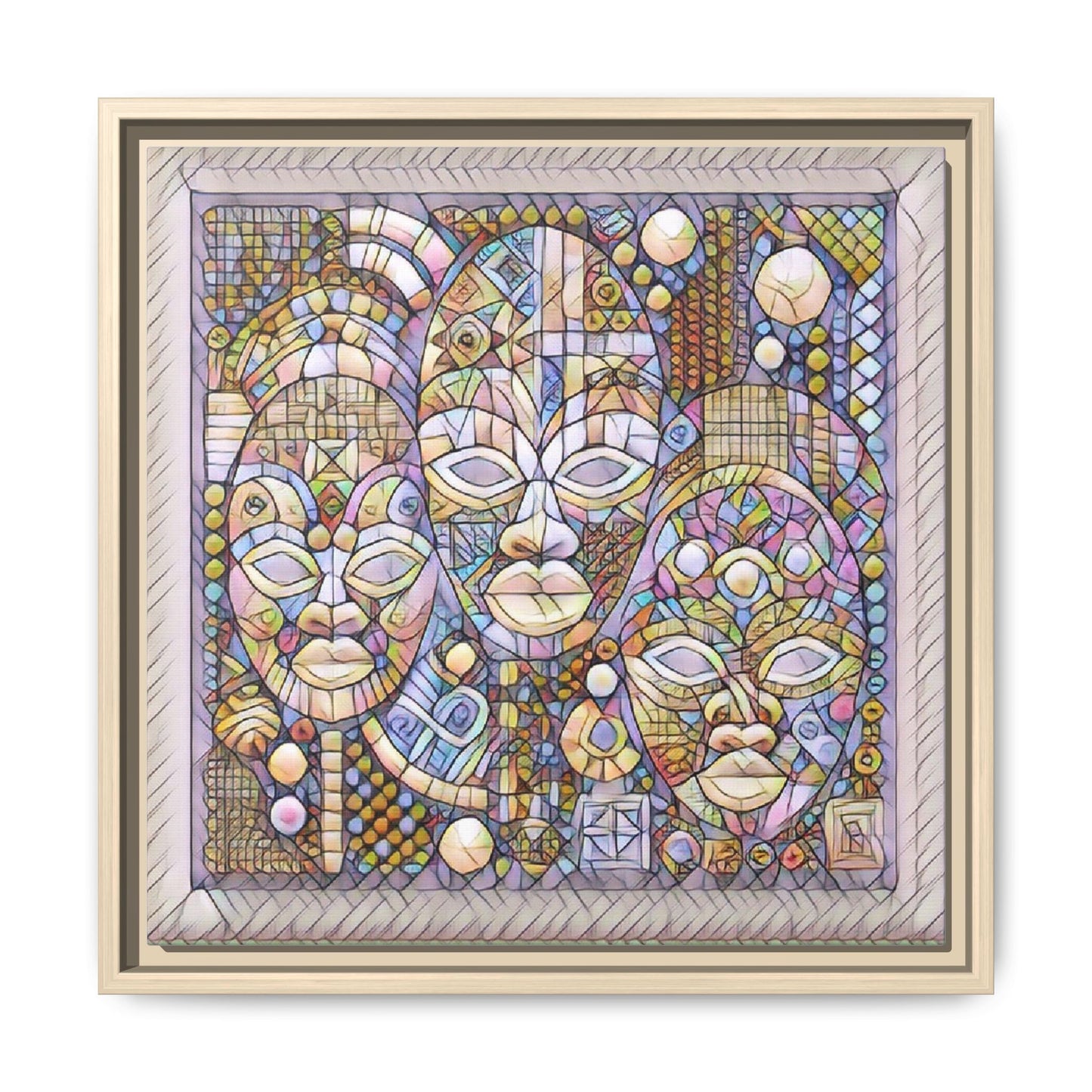 Abstract African Mask Art — Framed Matte Canvas Wall Art