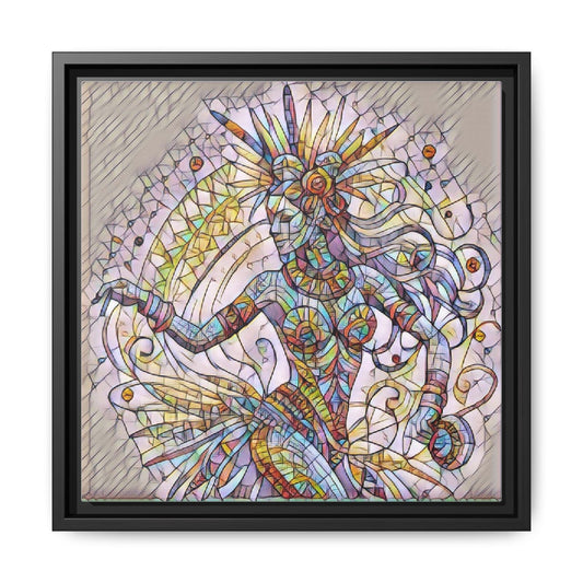 Colorful Mermaid Mosaic Framed Canvas Art — Boho Ocean Wall Decor
