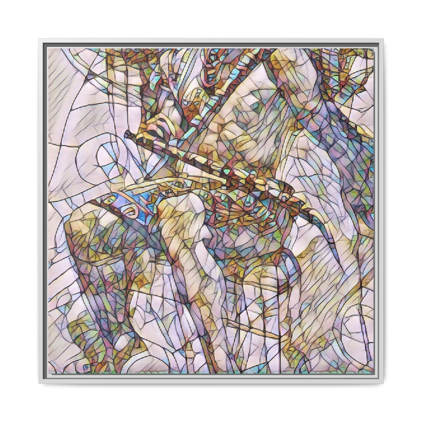 Framed Abstract Musician Canvas Art — Multi‑Color Jazz Saxophone Print