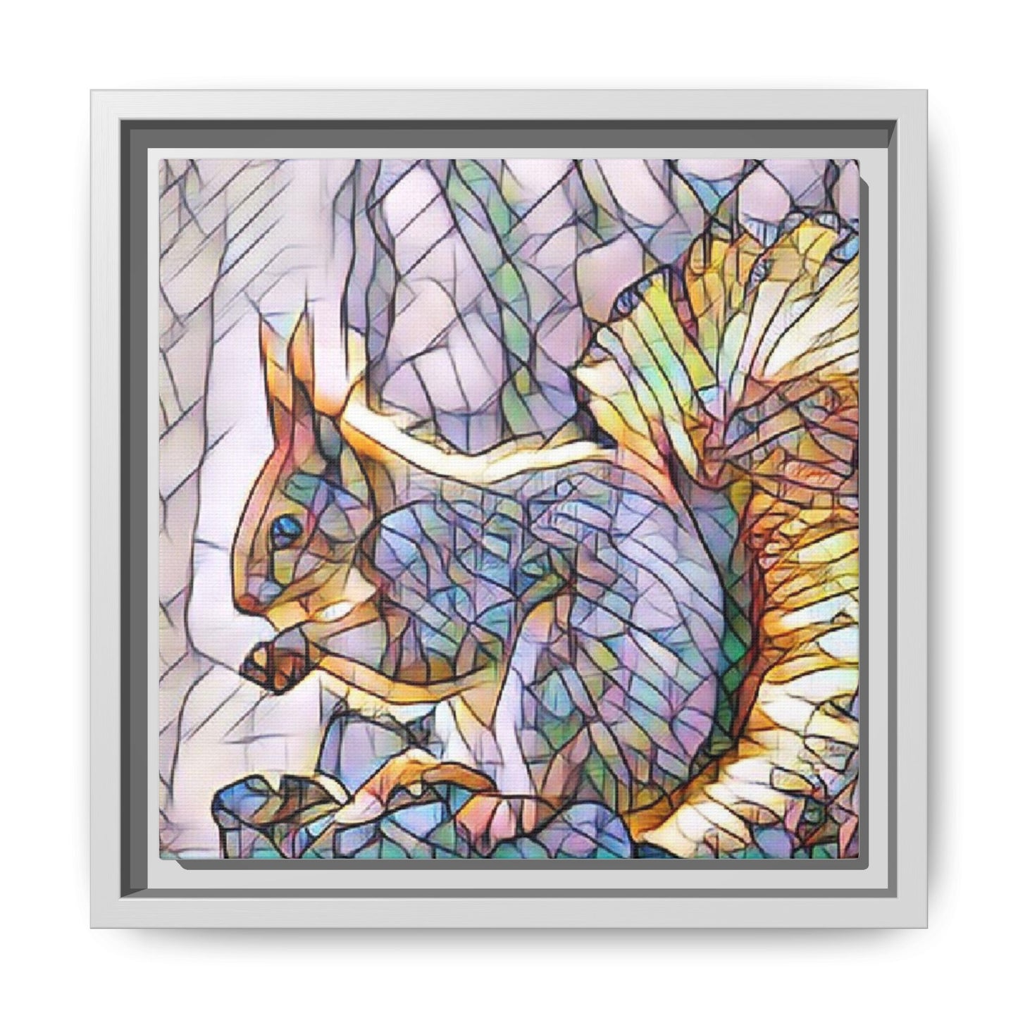 Framed Squirrel Mosaic Matte Canvas Wall Art